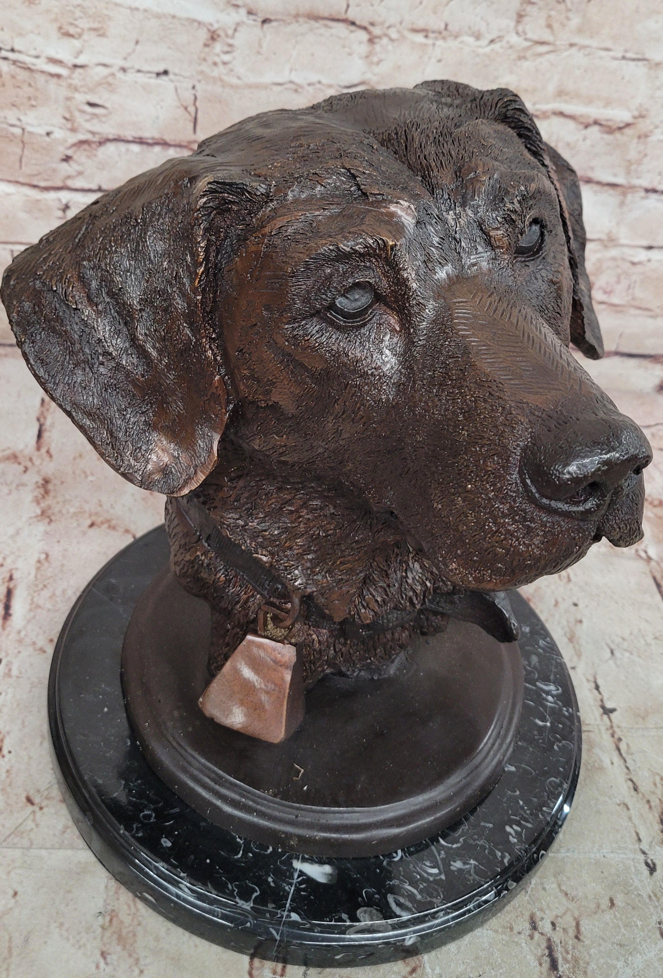 Collectible Bronze Sculpture Golden Retriever Handcrafted Bust Home Decor Figure