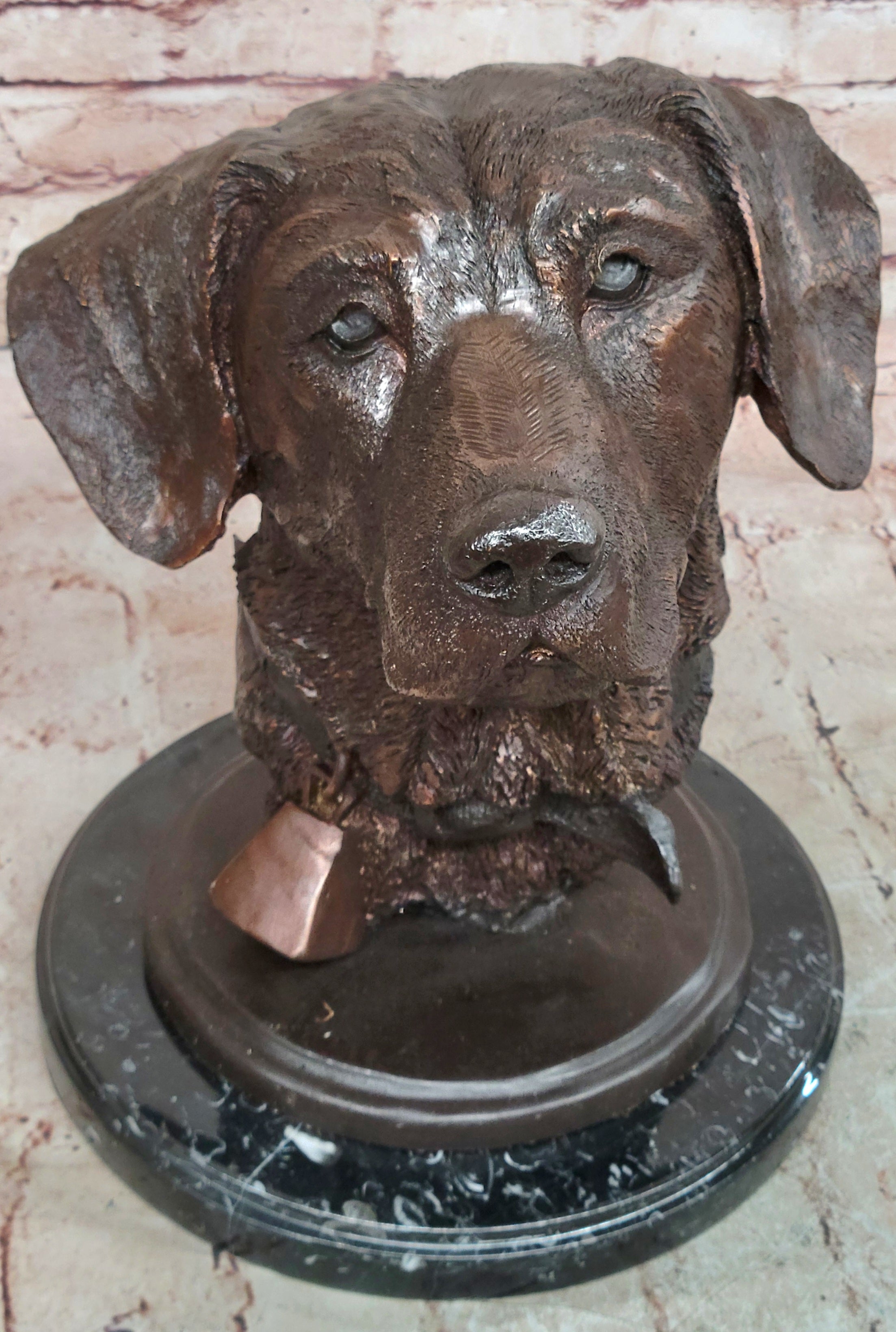 Collectible Bronze Sculpture Golden Retriever Handcrafted Bust Home Decor Figure