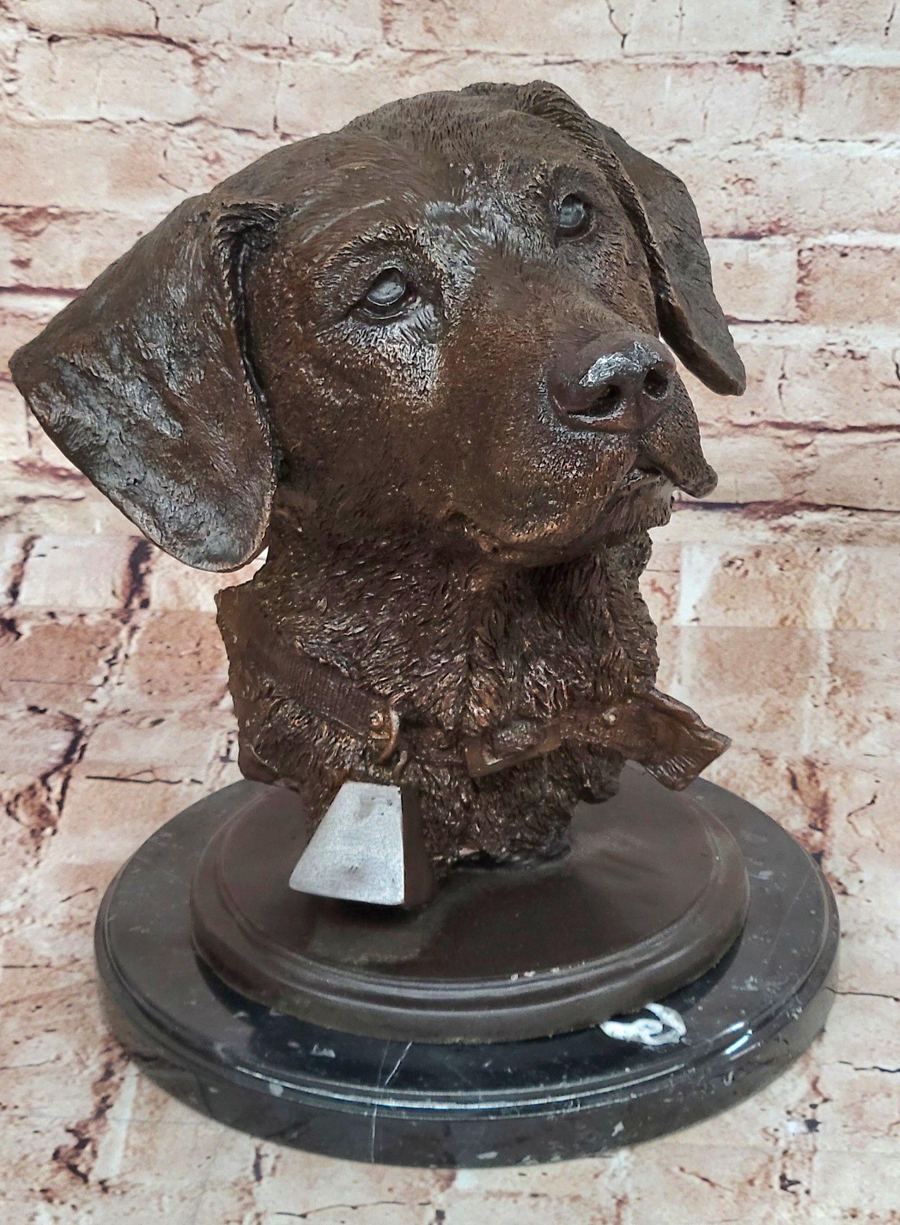 Collectible Bronze Sculpture Golden Retriever Handcrafted Bust Home Decor Figure
