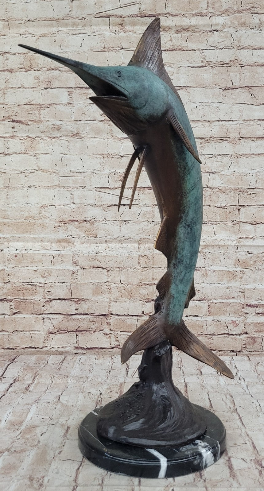 SIGNED MARIUS COLLECTORS EDITION SWORD FISH SEA OCEAN BRONZE STATUE SCULPTURE