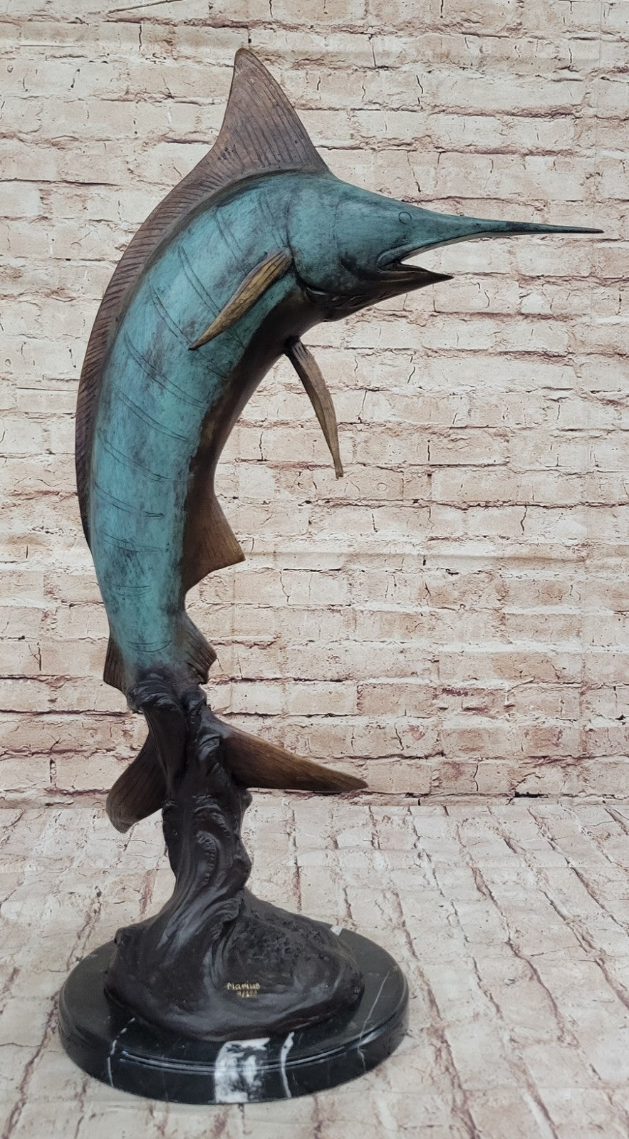 SIGNED MARIUS COLLECTORS EDITION SWORD FISH SEA OCEAN BRONZE STATUE SCULPTURE