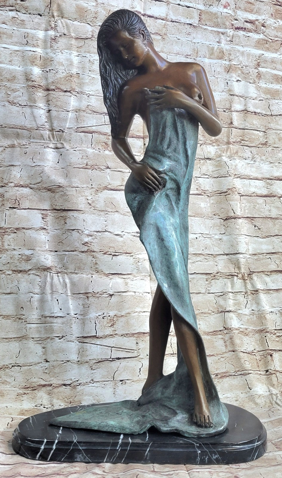 Original Hot Cast Bronze Nude Lady - Elegant Female Figurine - Signed Erotic Artwork Statue