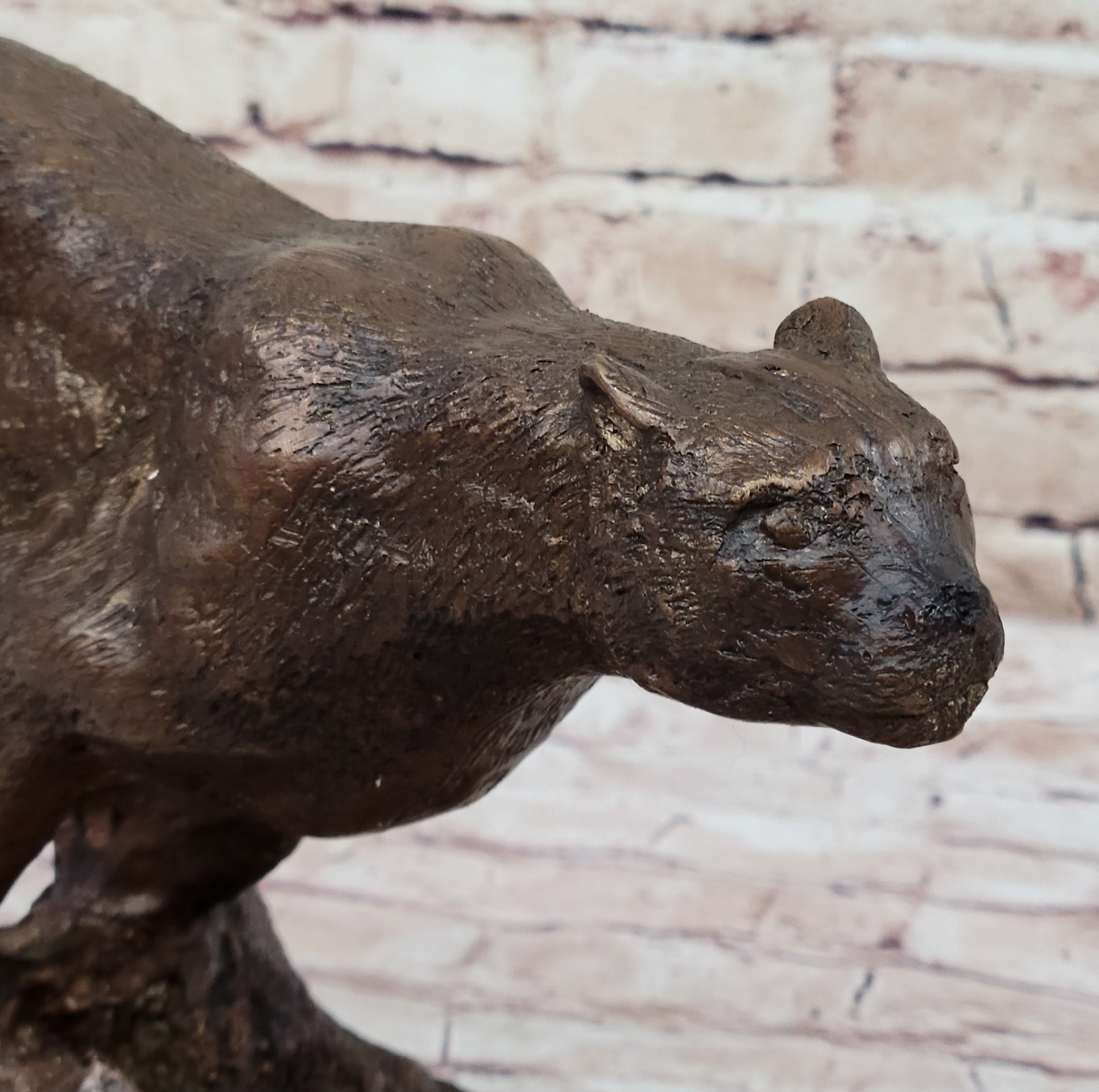 Art Deco Hot Cast Collectible Puma Mountain Lion Bronze Sculpture Statue Figure