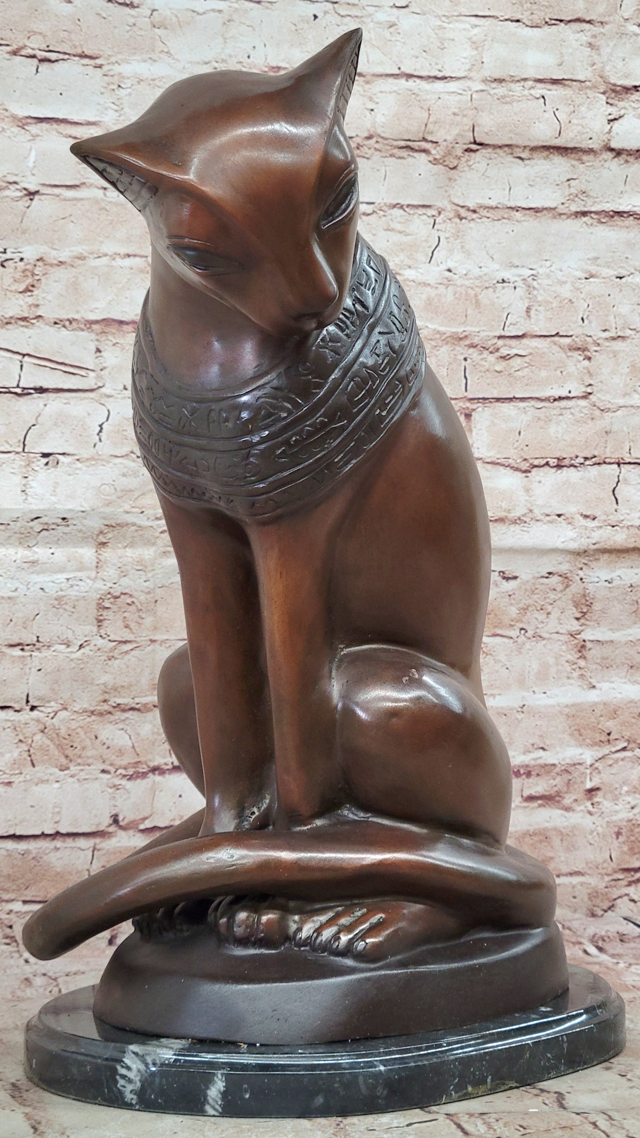 Egyptian Bronze Cat beautiful rare antiquity Lost Wax Method Artwork