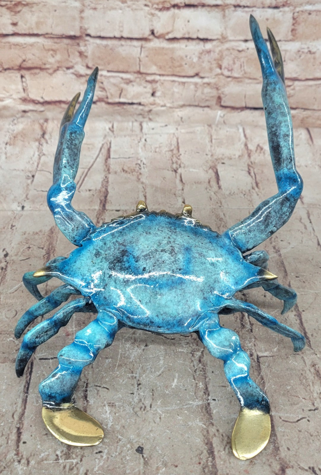 Metal Bronze European Handcrafted Multi Color Patina Articulated Crab Signed Ma