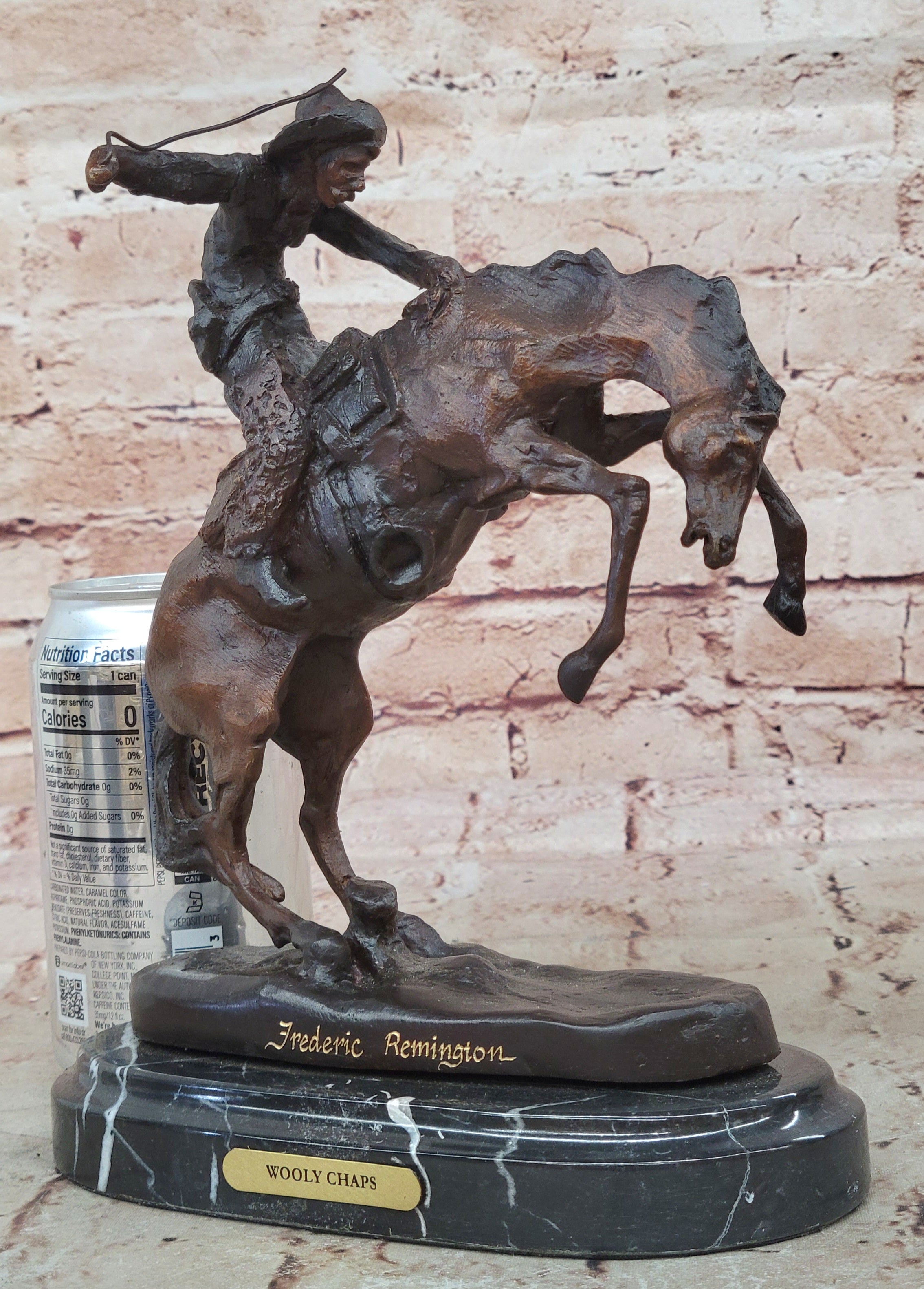 Remington Cowboy W/horse Bronze Sculpture Wooly Chap Figure Statue Home Decor NR