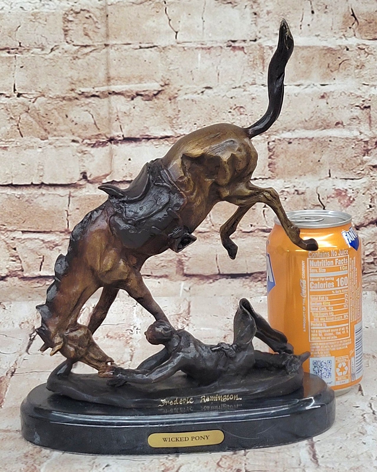 Frederic Remington`s "Wicked Pony" Bronze Sculpture, Marble Art Deco Figurine