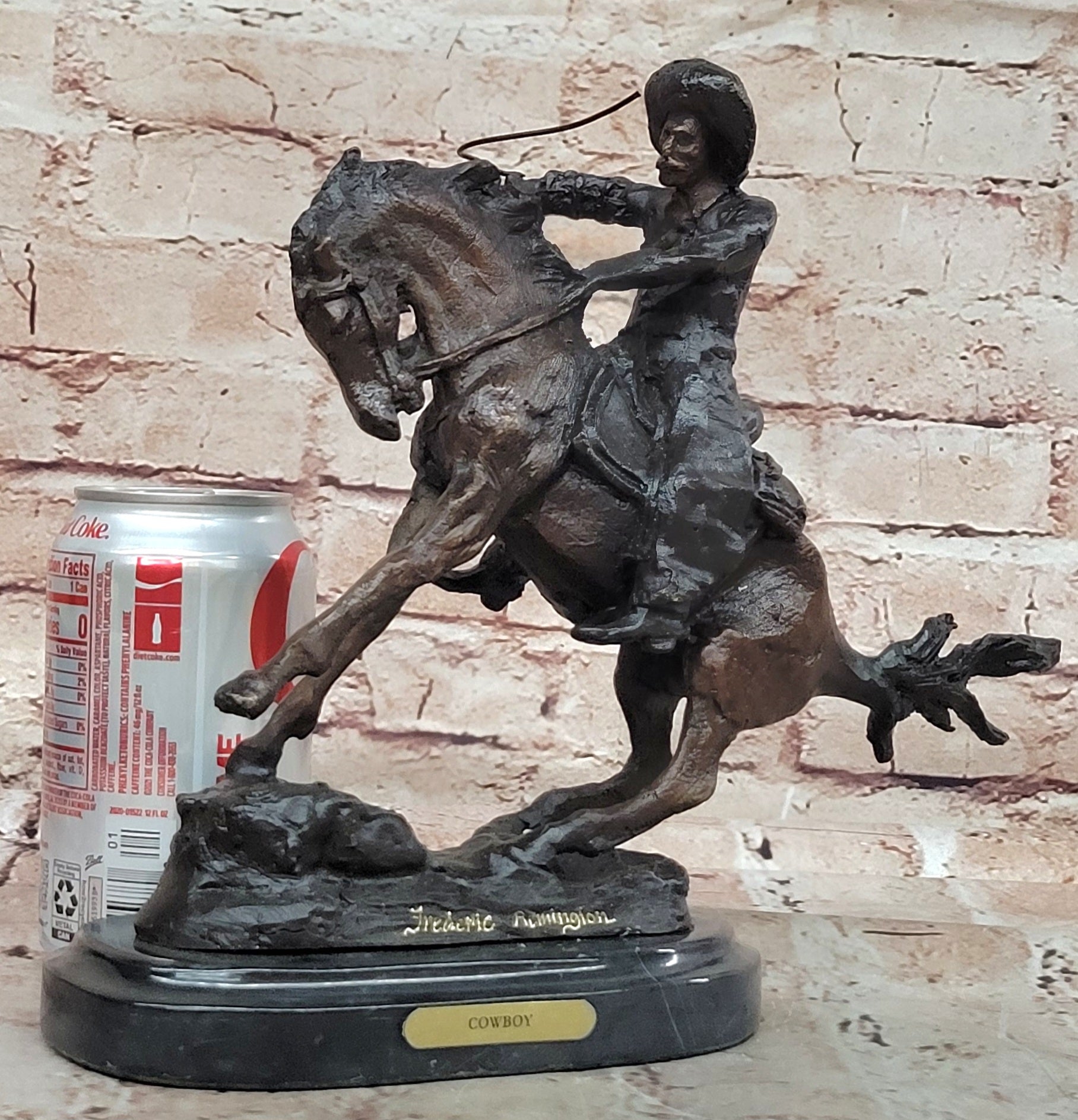 COWBOY" by FREDERIC REMINGTON! DETAILED BRONZE COWBOY & BRONCO! HIS BEST ARTWORK
