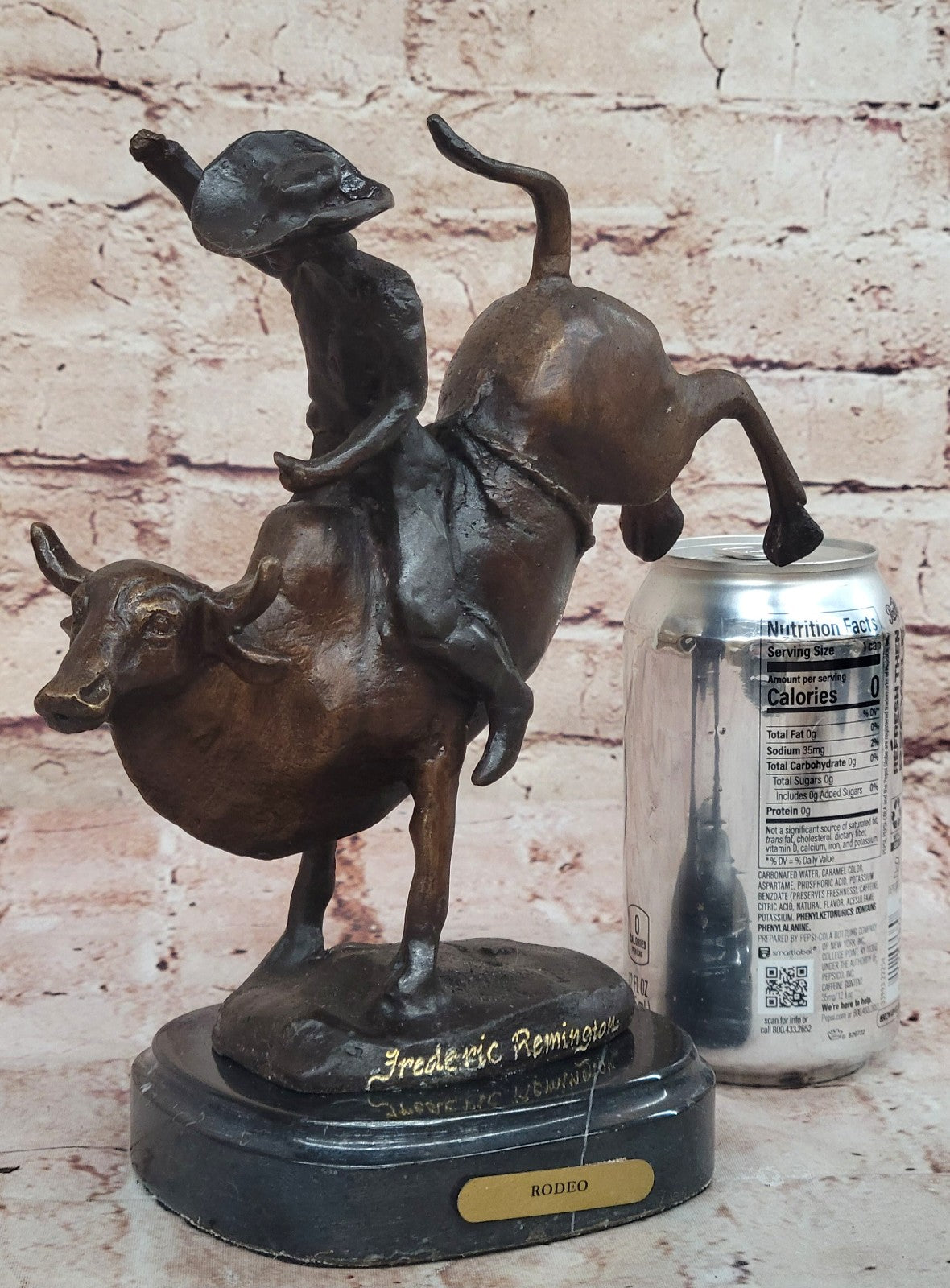 Bronze Marble Statue Rodeo Western Cowboy Bull Rodeo Rider Figurine