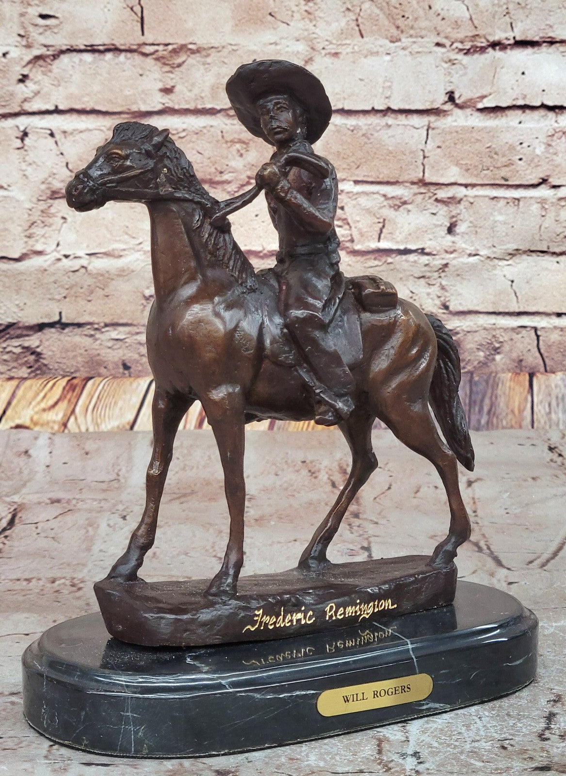 Handcrafted bronze sculpture SALE Marble W/ Art by Thomas " Rogers Will