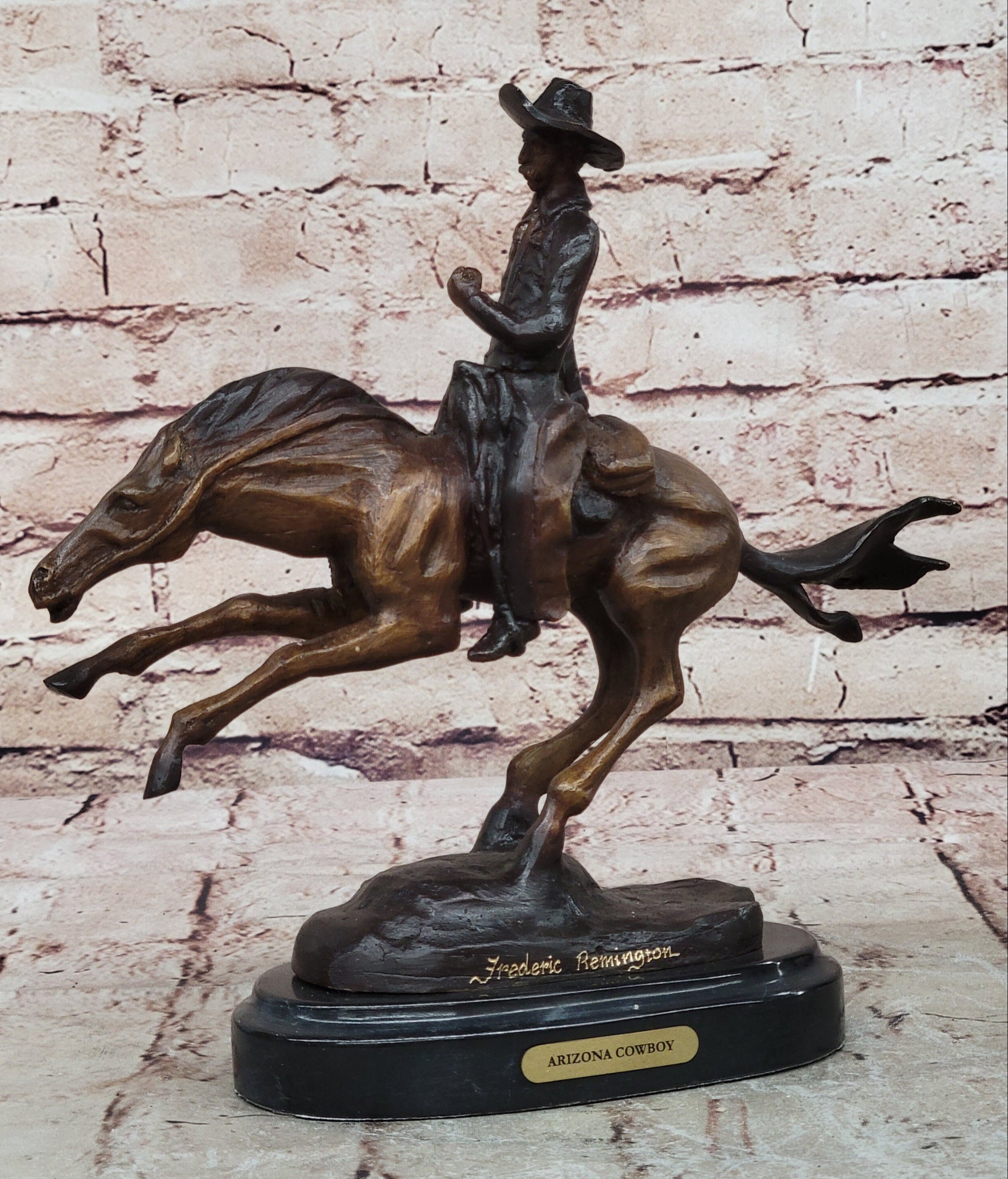 Handcrafted bronze sculpture SALE Signa Horse Cowboy Arizona Remington Frederick