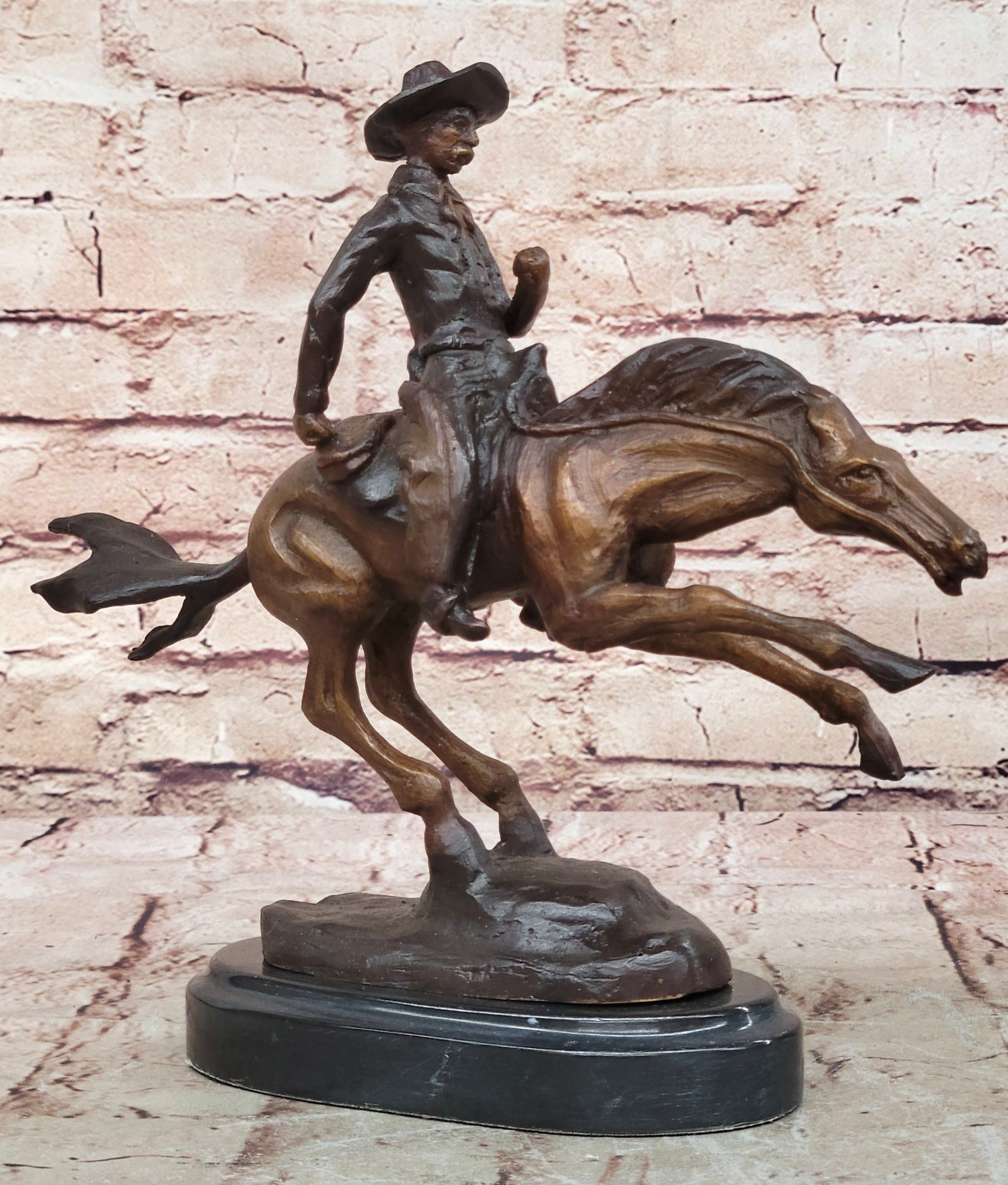 Handcrafted bronze sculpture SALE Signa Horse Cowboy Arizona Remington Frederick