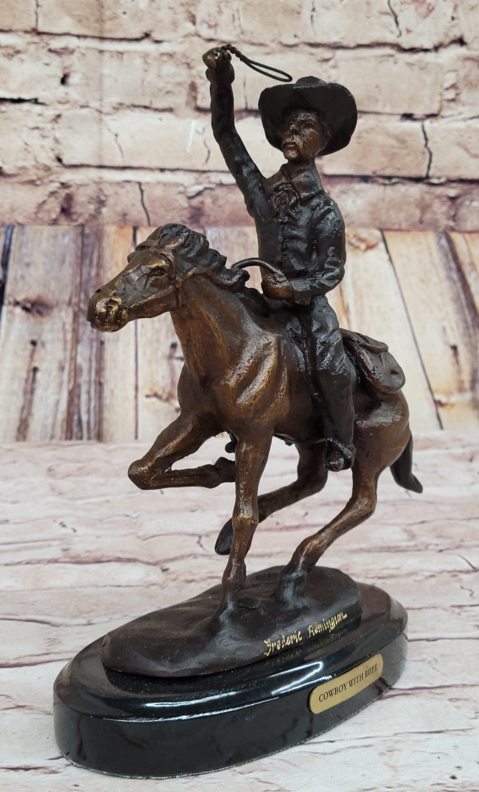 Handcrafted bronze sculpture SALE Country Horse Cowboy Remington Frederic Vtg