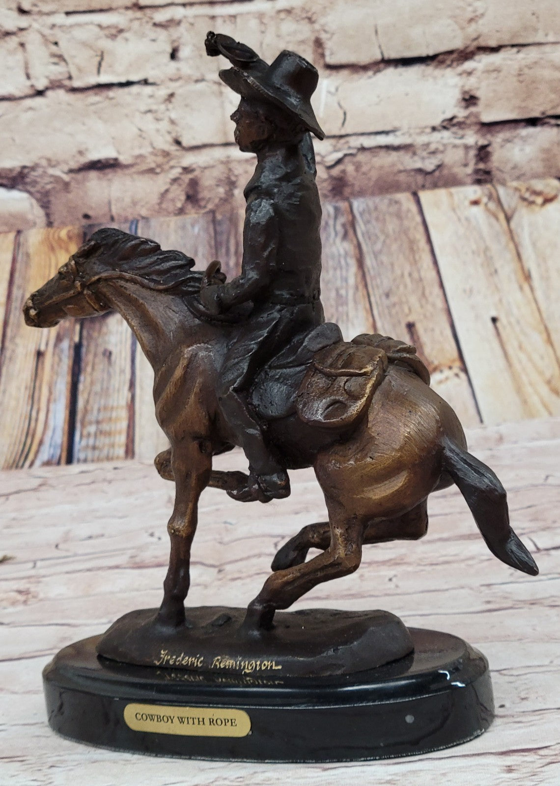 Handcrafted bronze sculpture SALE Country Horse Cowboy Remington Frederic Vtg