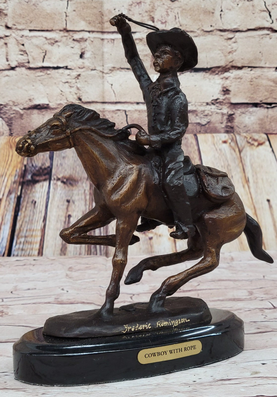Handcrafted bronze sculpture SALE Country Horse Cowboy Remington Frederic Vtg