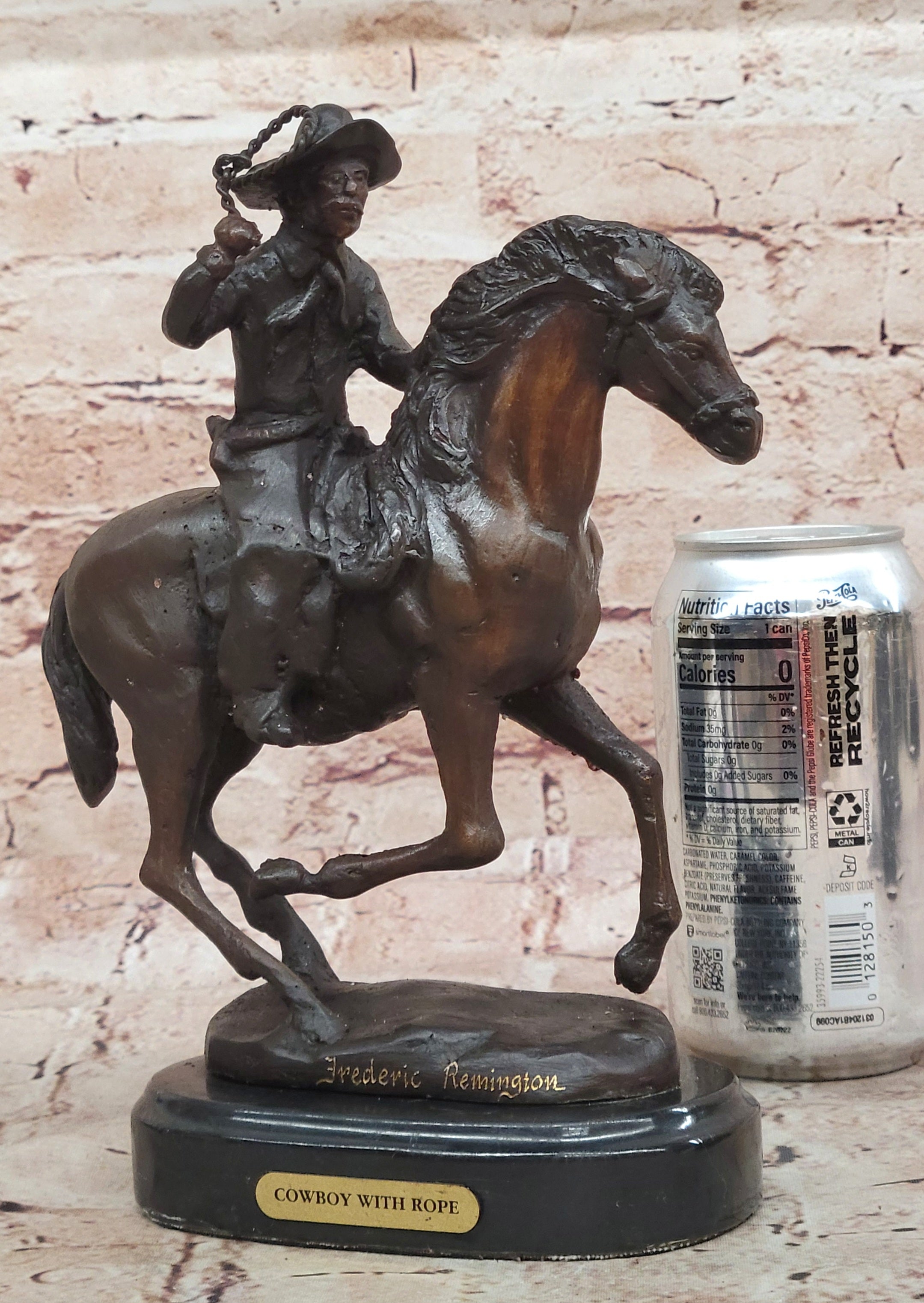 Handcrafted bronze sculpture SALE Western Horse On Cowboy Seasoned Old West