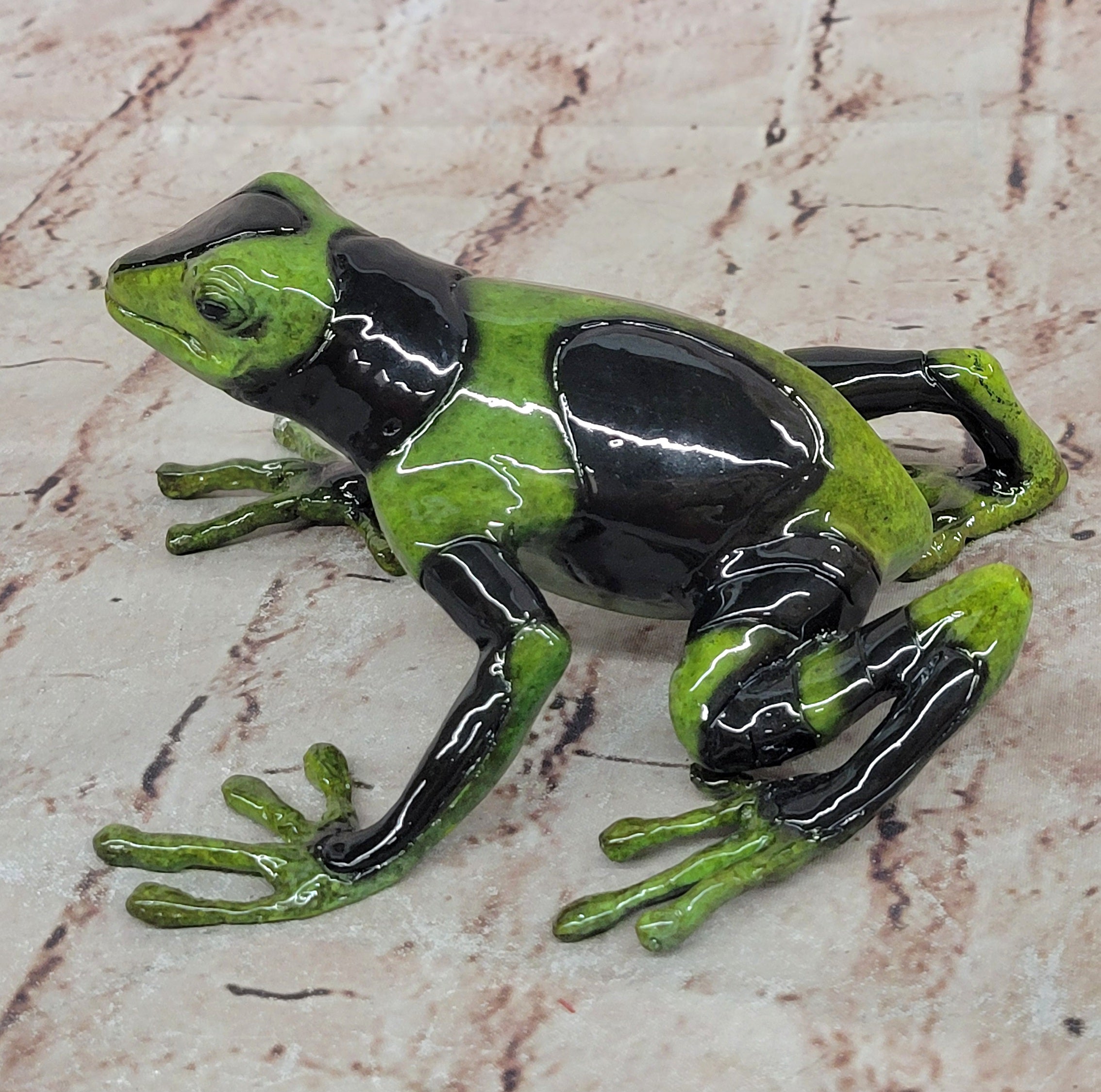 Genuine Bronze Frog Sculpture: Limited Edition Colorful Artwork for Home Decor