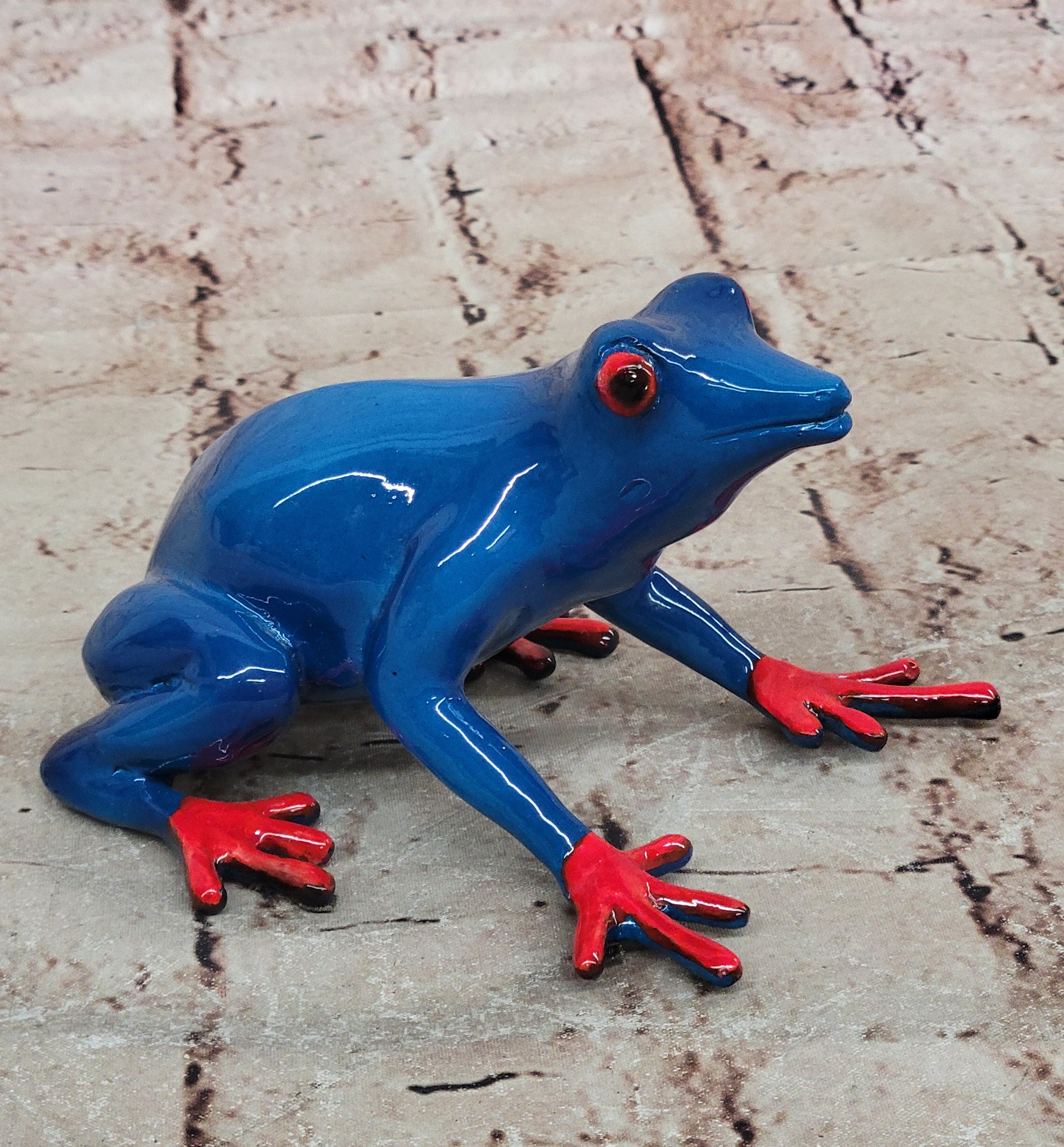 Marius Bronze Sculpture: Limited Edition Blue Frog Statue for Home Office Garden