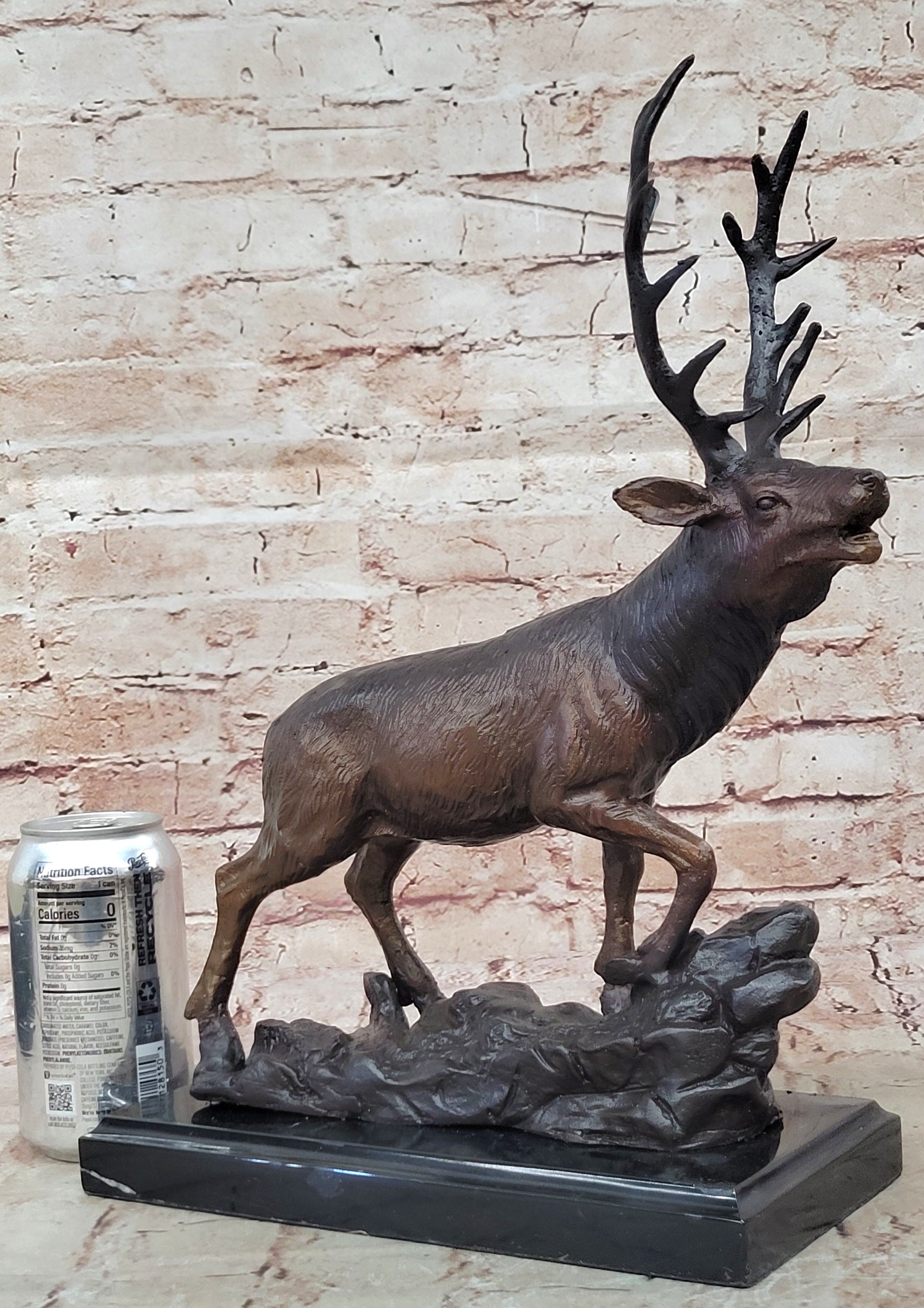 Handcrafted bronze sculpture SALE Lodge Stag Buck Caribou Deer Elk Marble