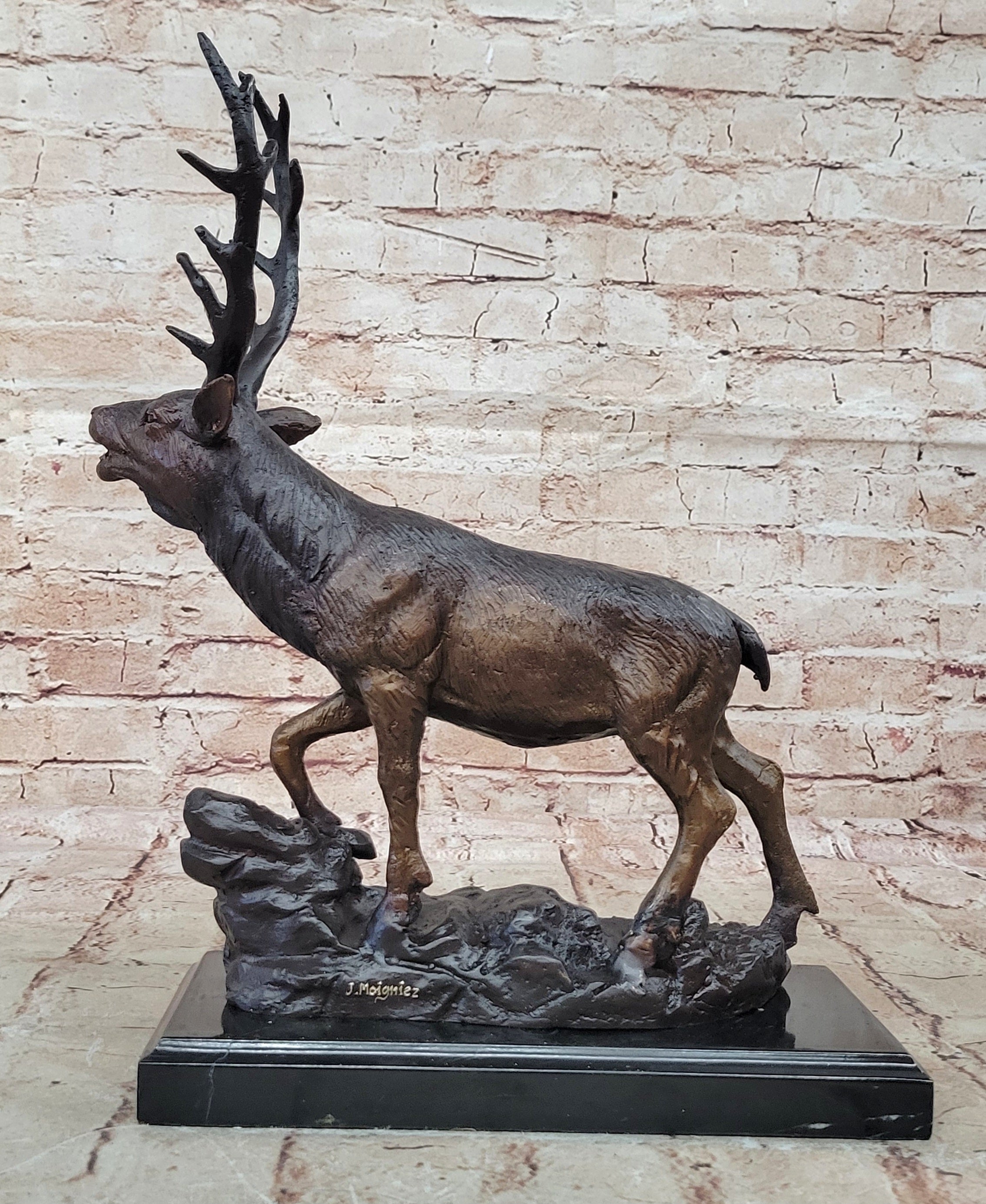 Handcrafted bronze sculpture SALE Lodge Stag Buck Caribou Deer Elk Marble