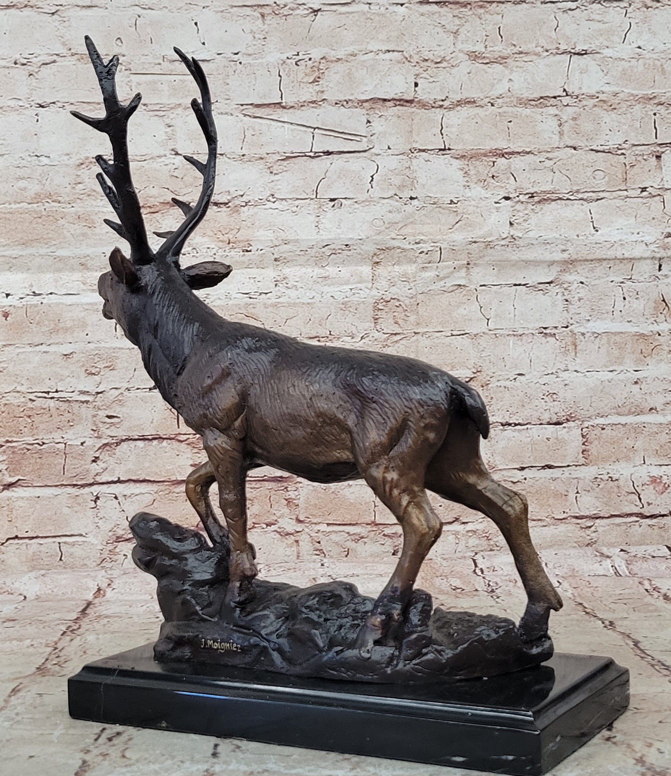 Handcrafted bronze sculpture SALE Lodge Stag Buck Caribou Deer Elk Marble