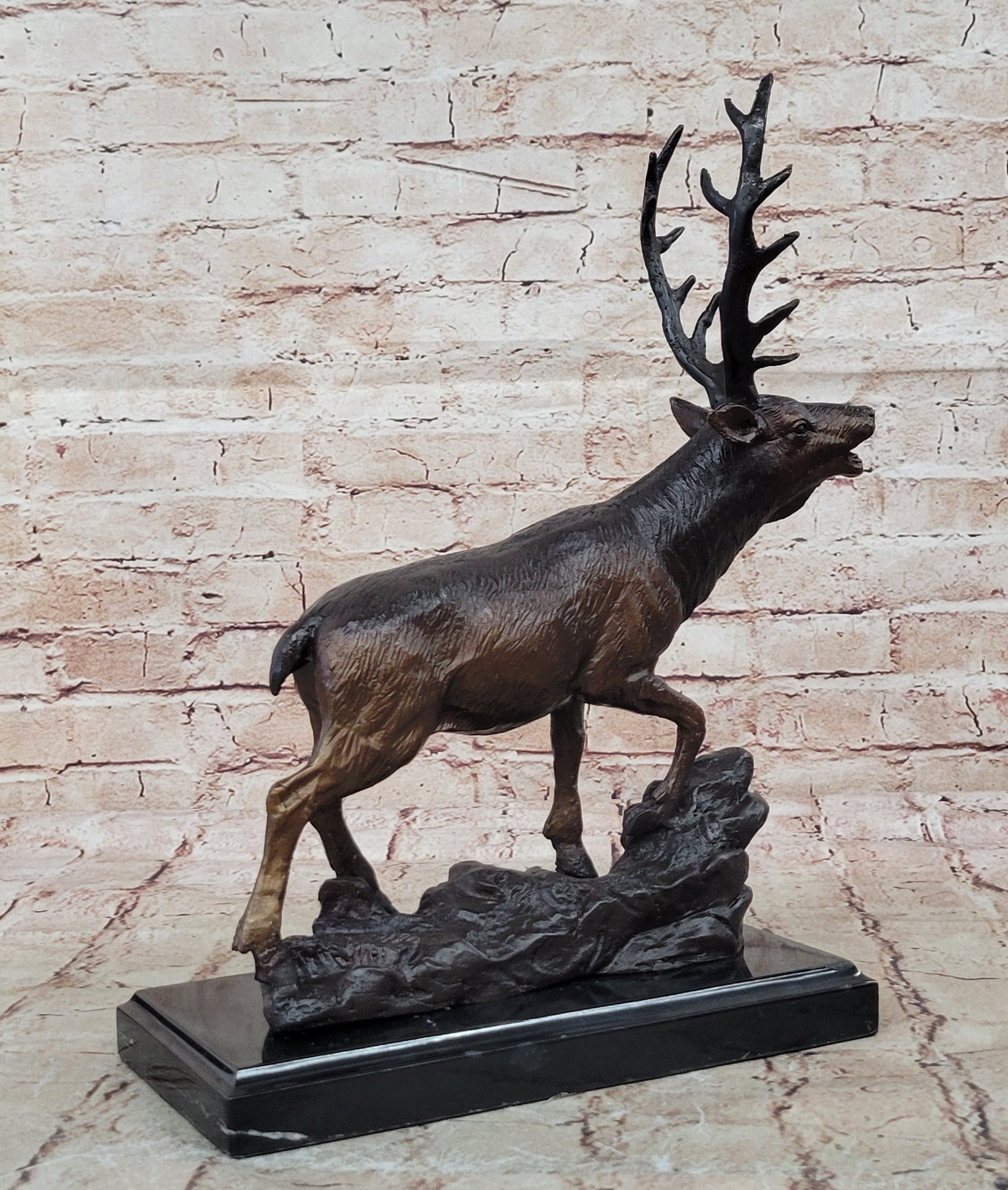 Handcrafted bronze sculpture SALE Lodge Stag Buck Caribou Deer Elk Marble