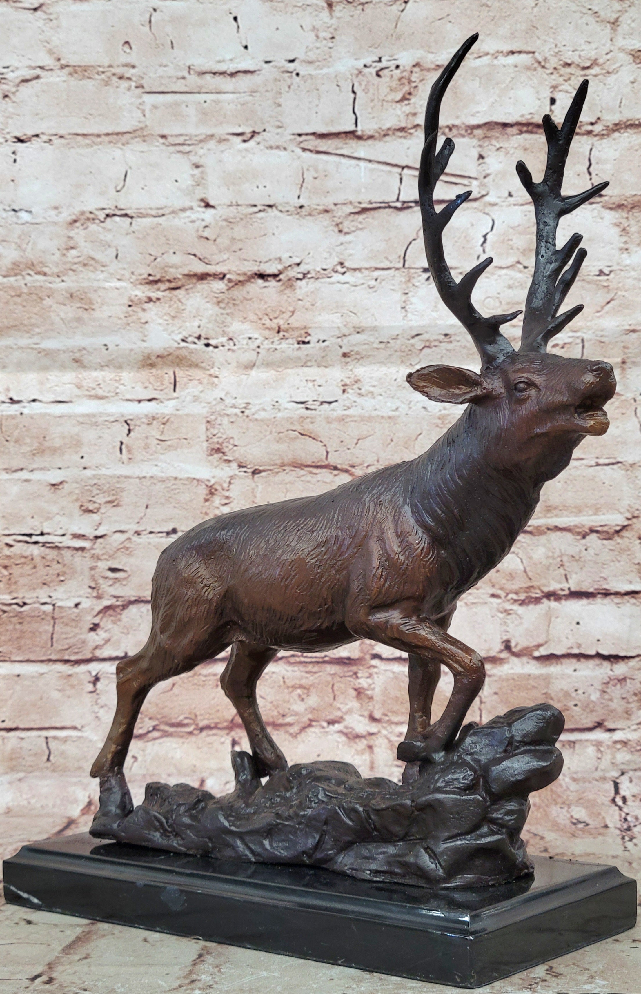 Handcrafted bronze sculpture SALE Lodge Stag Buck Caribou Deer Elk Marble