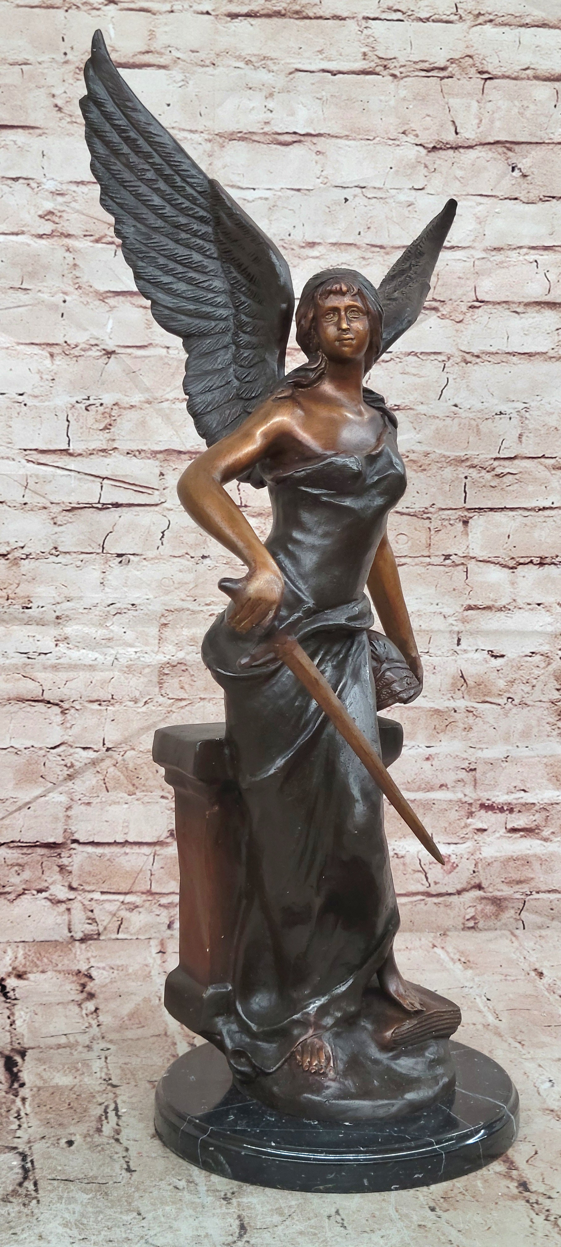Female Knight by Famous French Artist Moreau Bronze Sculpture Museum Quality Art