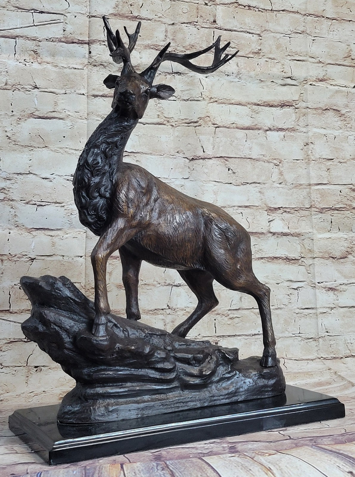 Handmade Stag Hunter Wildlife Mountain Lodge Cabin Bronze Marble Number NR