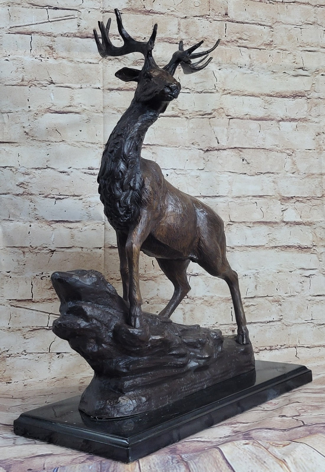 Handmade Stag Hunter Wildlife Mountain Lodge Cabin Bronze Marble Number NR