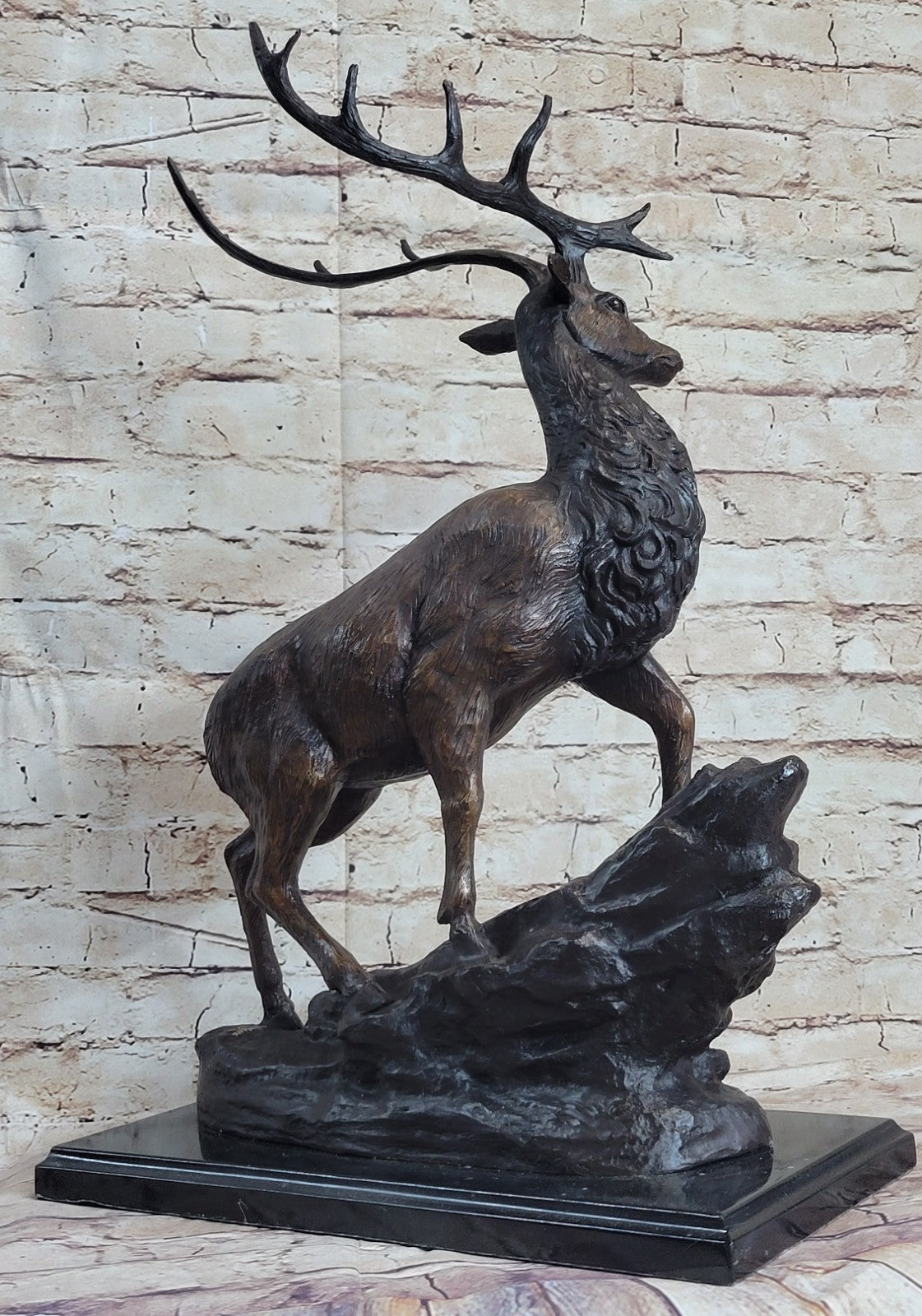 Handmade Stag Hunter Wildlife Mountain Lodge Cabin Bronze Marble Number NR