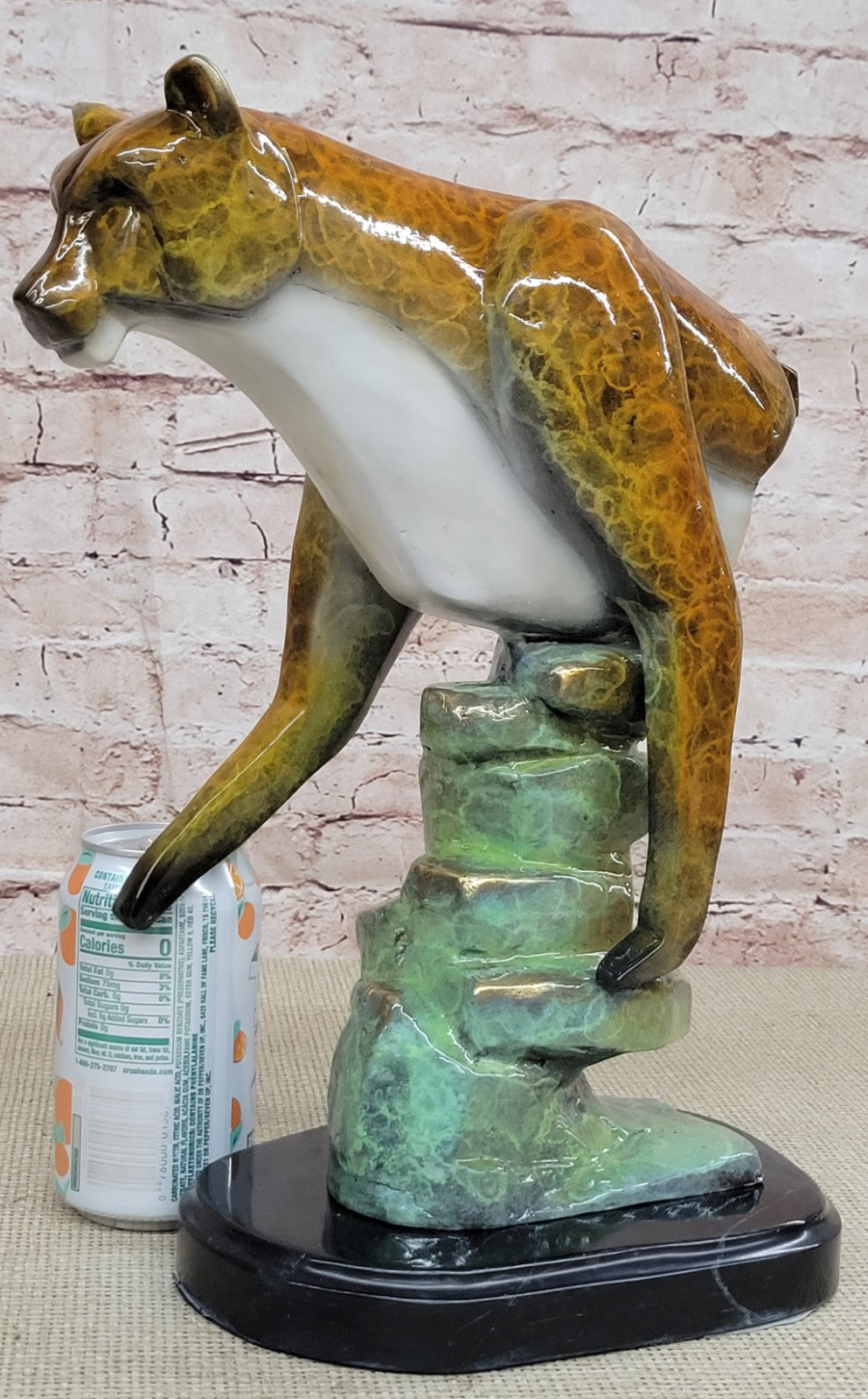 Hand Crafted Numbered LTD EDITION Cougar Mountain Lion Jaguar Bust Bronze Sculpt