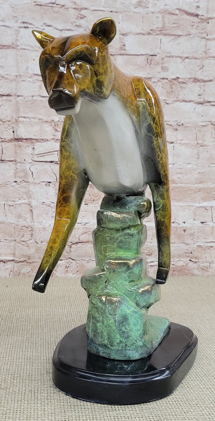 Hand Crafted Numbered LTD EDITION Cougar Mountain Lion Jaguar Bust Bronze Sculpt