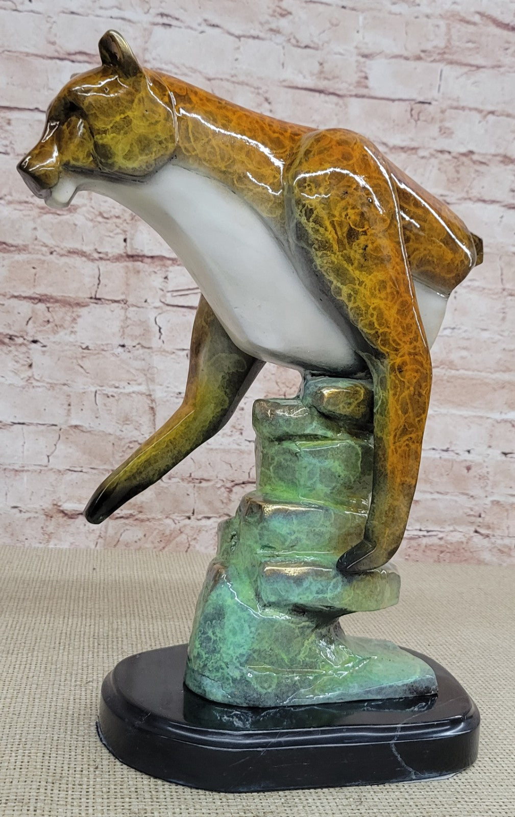 Hand Crafted Numbered LTD EDITION Cougar Mountain Lion Jaguar Bust Bronze Sculpt