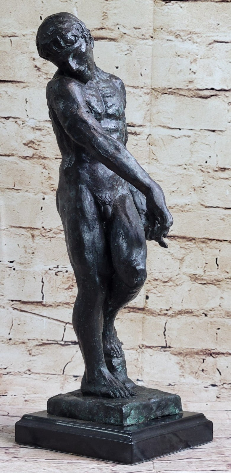 A Cast Bronze Sculpture, Adam, by Auguste Rodin Special Patina 15" Tall Decor
