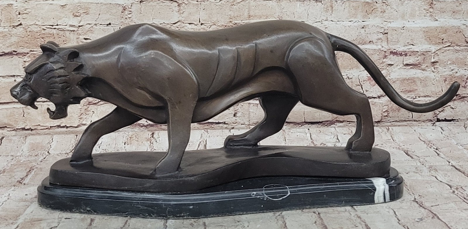Wildlife Animal Tiger Bronze Sculpture Abstract Modern Henry Moore Tribute Art