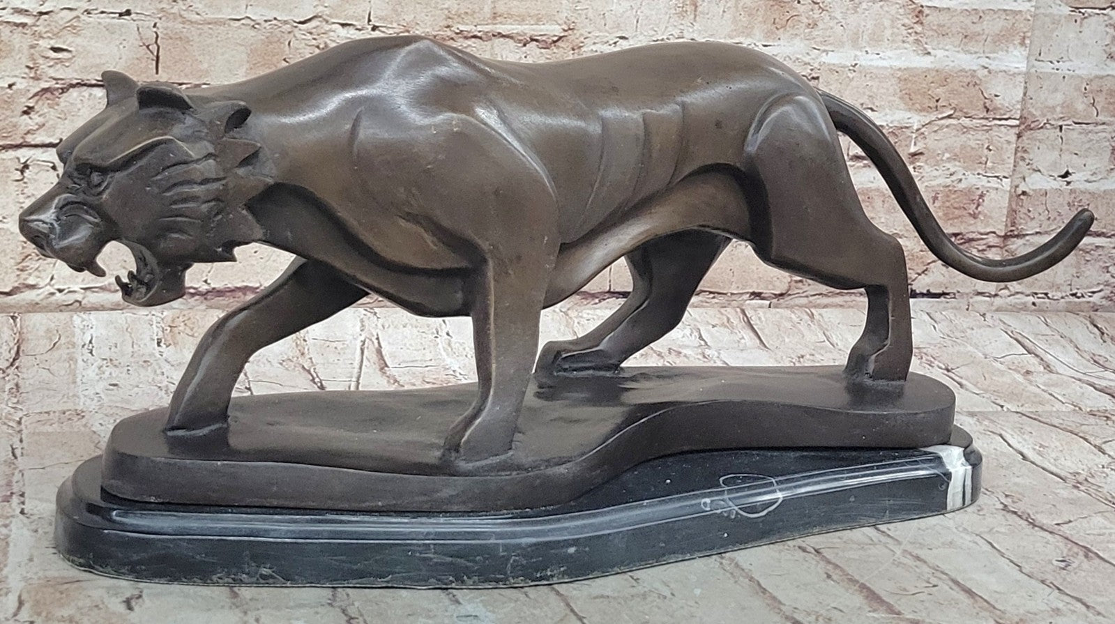 Wildlife Animal Tiger Bronze Sculpture Abstract Modern Henry Moore Tribute Art