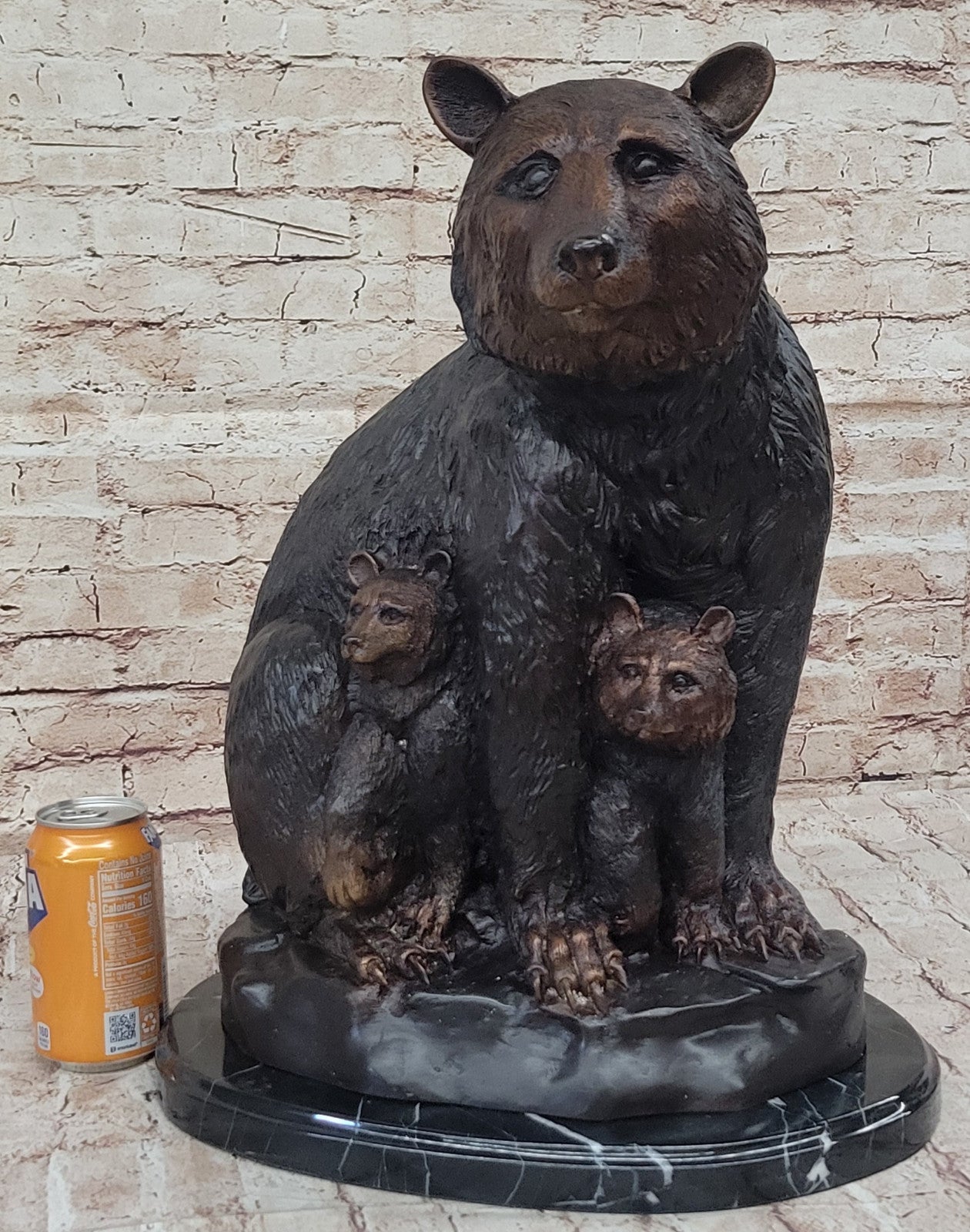 Handcrafted Bronze Bear Family Sculpture by Mogniez: Home Office Decor Figure