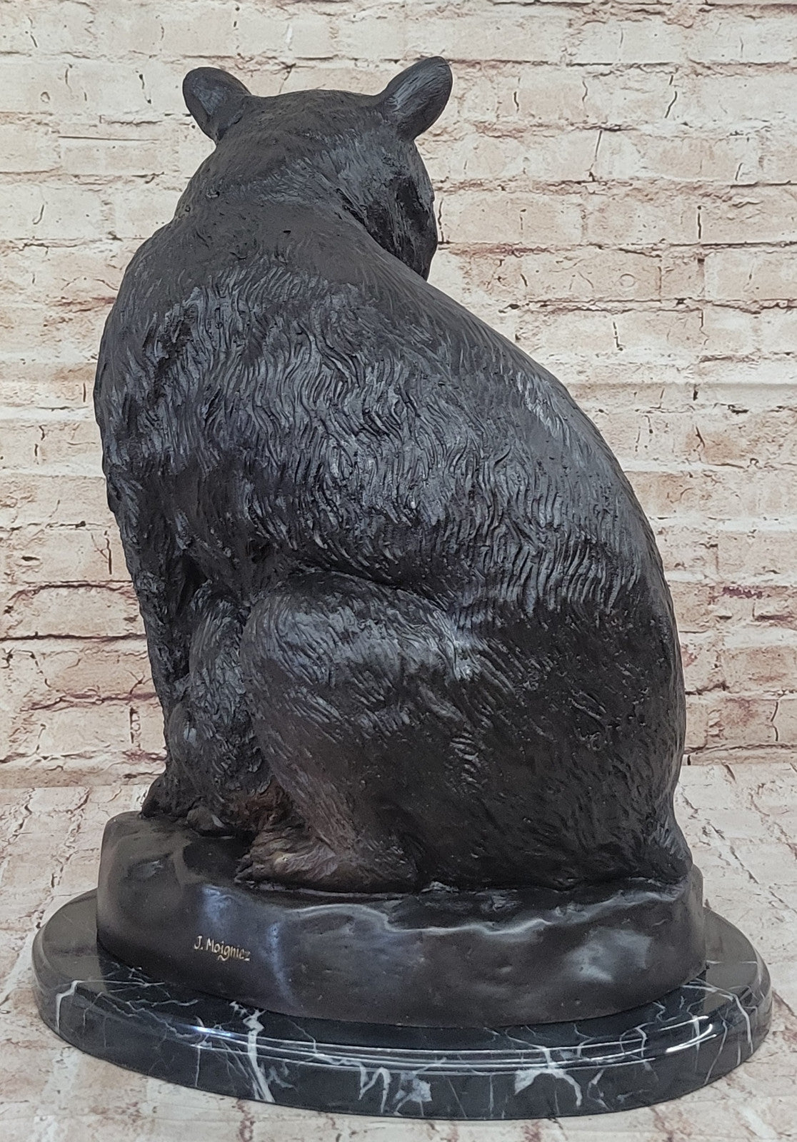 Handcrafted Bronze Bear Family Sculpture by Mogniez: Home Office Decor Figure