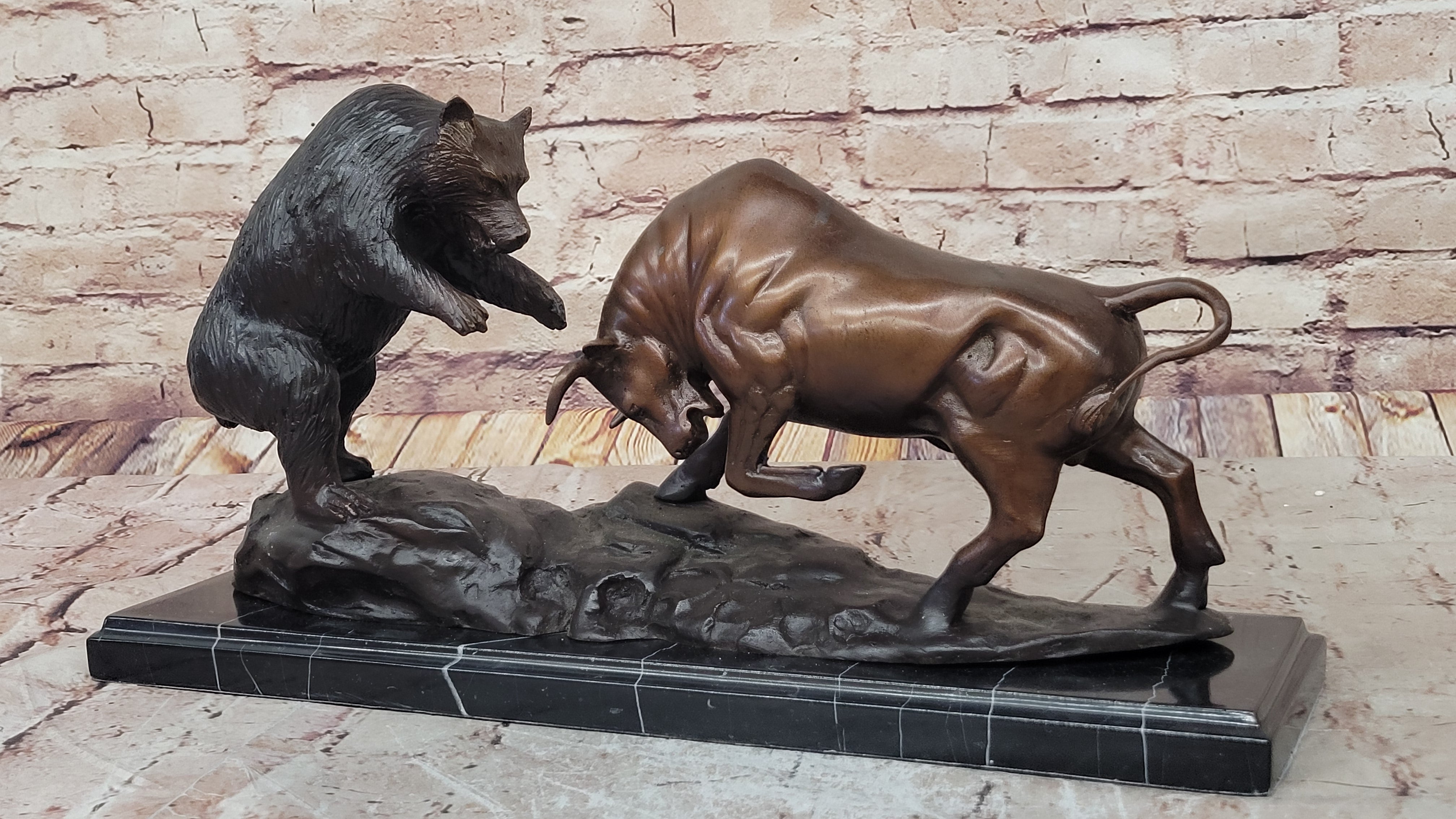 Large SIGNATURE STATUARY Bronze Bull And Bear Statue Sculpture ~ NEW Statue DEAL