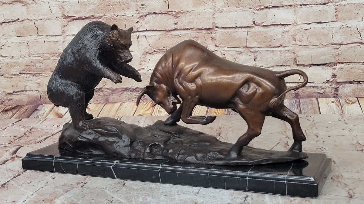 Large SIGNATURE STATUARY Bronze Bull And Bear Statue Sculpture ~ NEW Statue DEAL