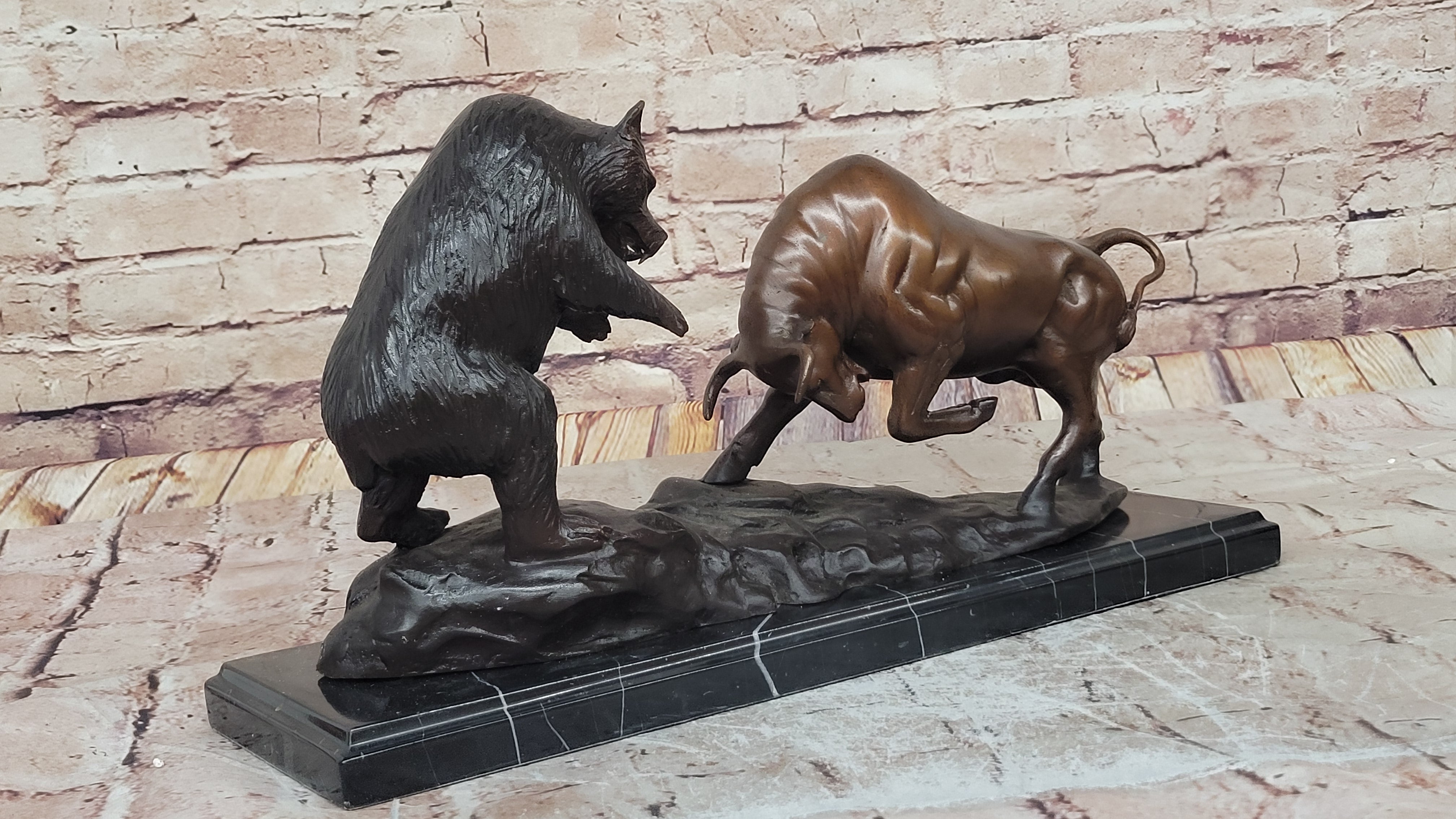 Large SIGNATURE STATUARY Bronze Bull And Bear Statue Sculpture ~ NEW Statue DEAL