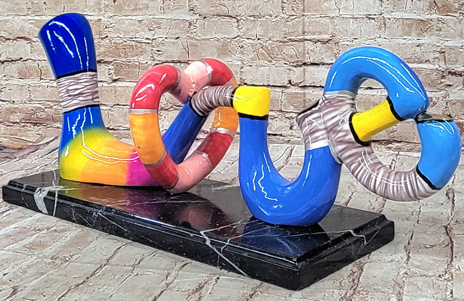 Limited Edition Bronze Love Statue: Colorful Romantic Sculpture Signed and Numbered