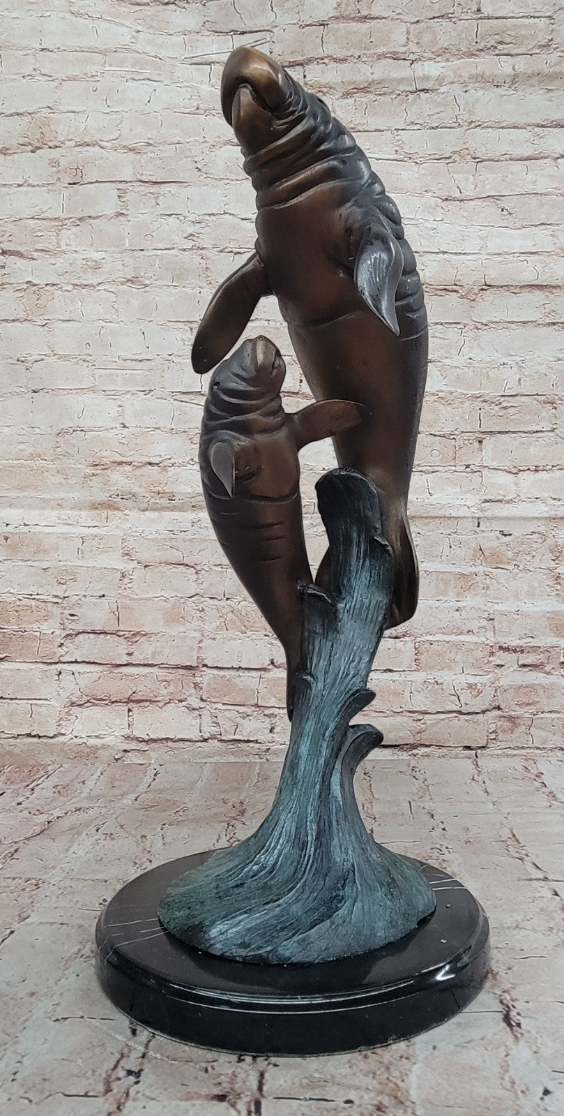 Fine Art Bronze: Limited Edition Marius Manatee & Calf Sculpture Statue