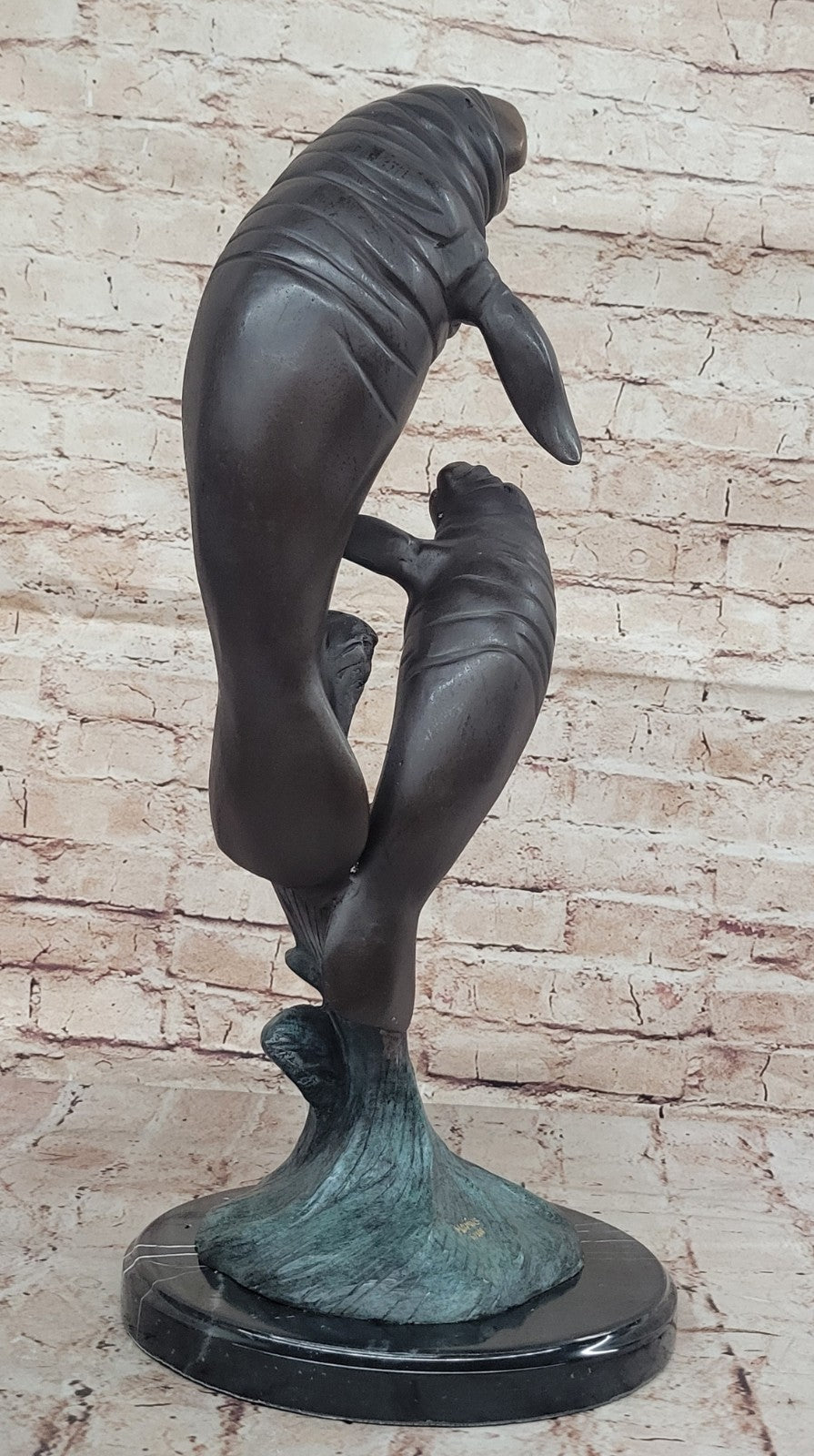 Fine Art Bronze: Limited Edition Marius Manatee & Calf Sculpture Statue