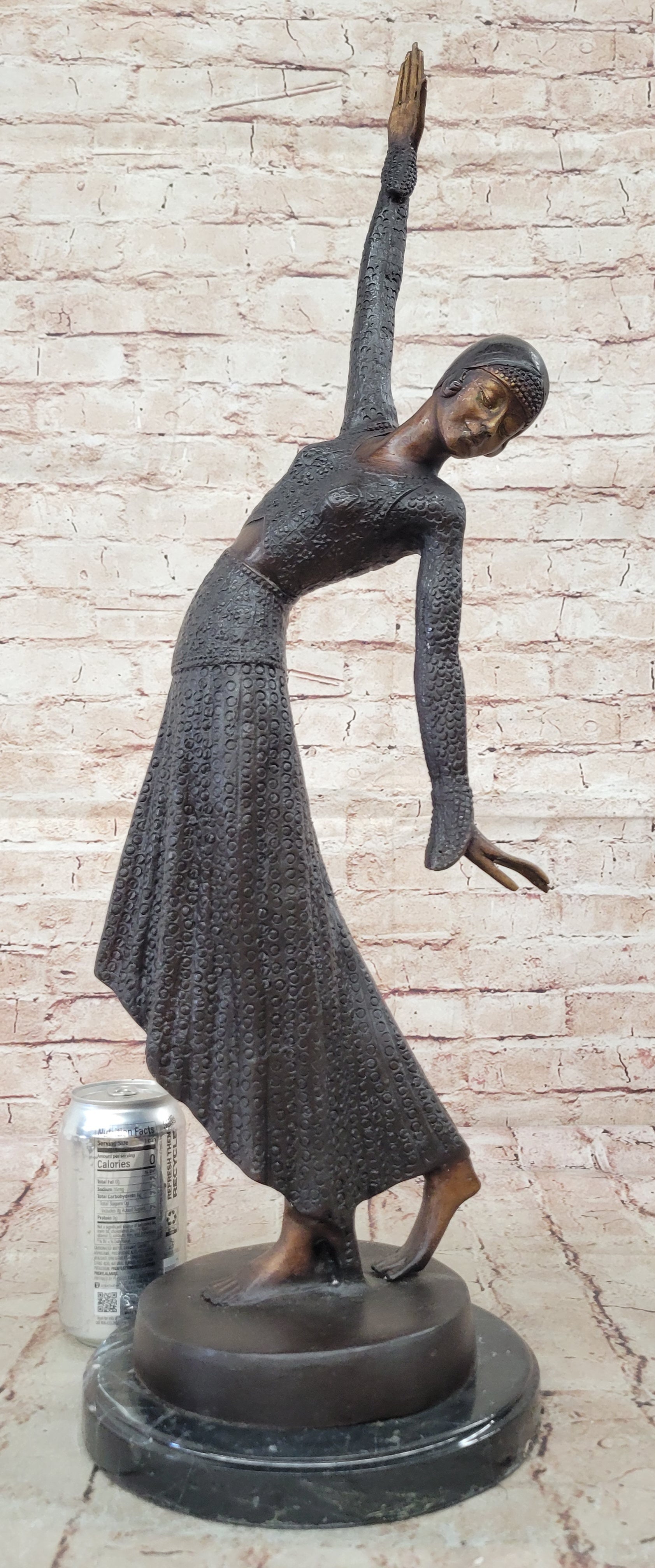 COLLECTIBLE BRONZE SCULPTURE STATUE Art Nouveau 26" TALL CHIPARUS DANCER LOSTWAX