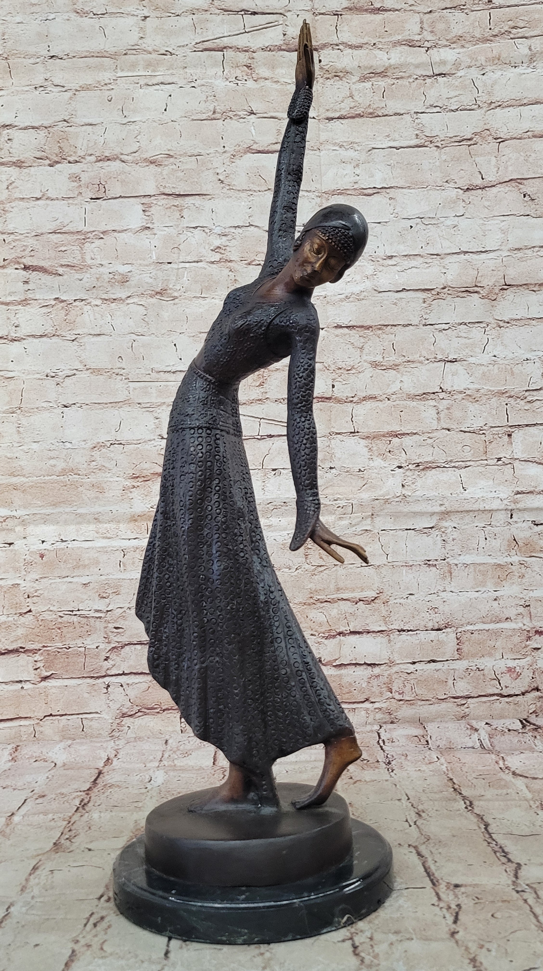 COLLECTIBLE BRONZE SCULPTURE STATUE Art Nouveau 26" TALL CHIPARUS DANCER LOSTWAX