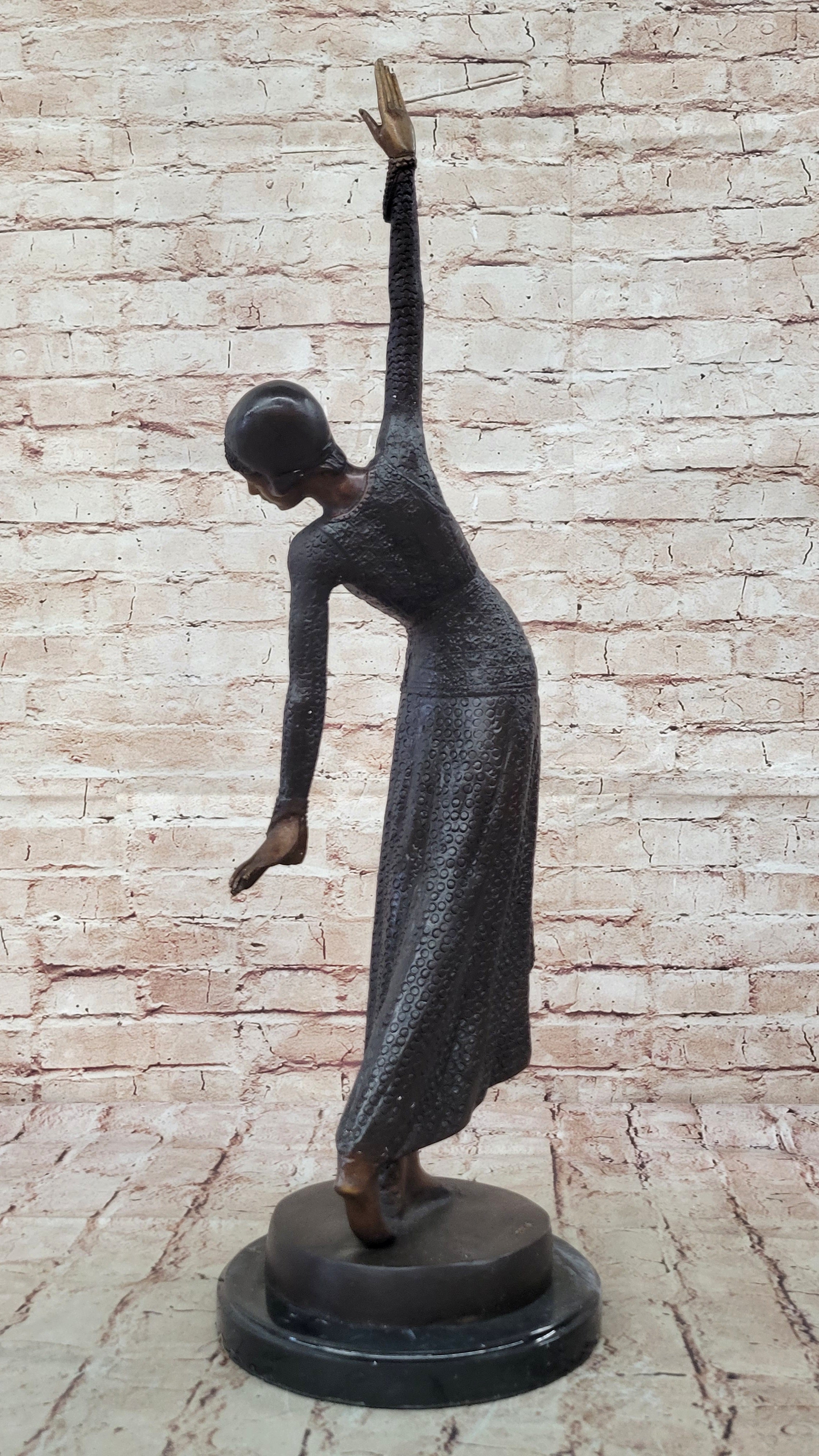 COLLECTIBLE BRONZE SCULPTURE STATUE Art Nouveau 26" TALL CHIPARUS DANCER LOSTWAX