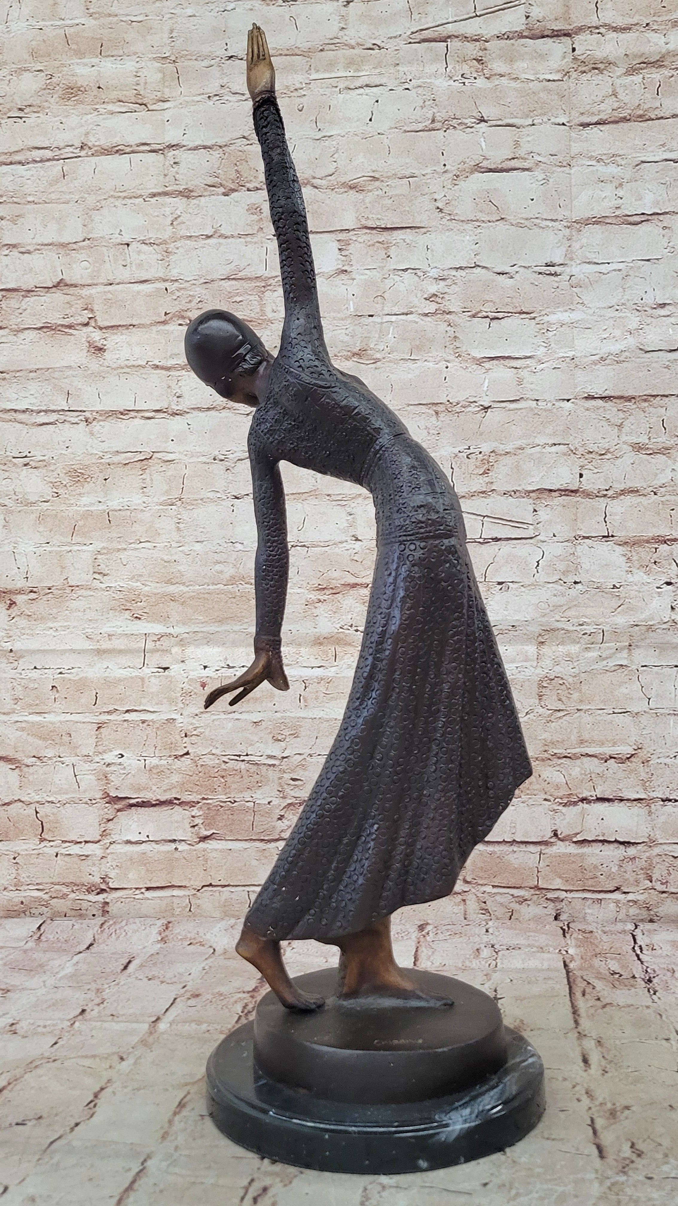 COLLECTIBLE BRONZE SCULPTURE STATUE Art Nouveau 26" TALL CHIPARUS DANCER LOSTWAX