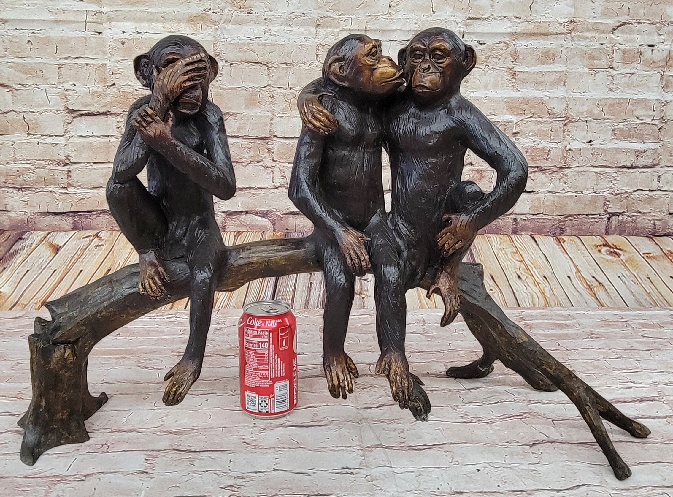 Limited Edition 3 Wise Monkey By Famous Artist Marius Bronze Sculpture Figurine